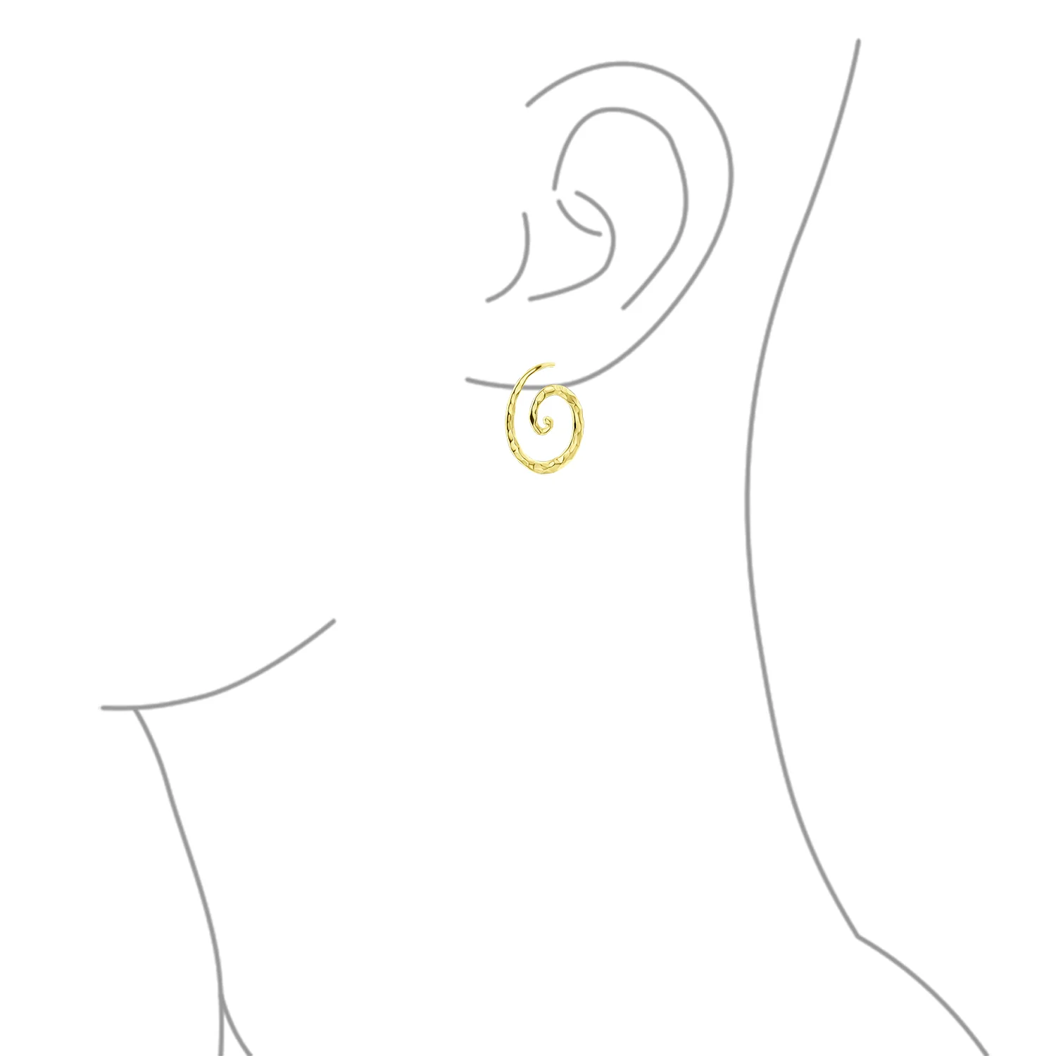 Boho Geometric Hoop Huggie Earrings 14K Gold Plated Sterling Silver Spiral Design - Image 6