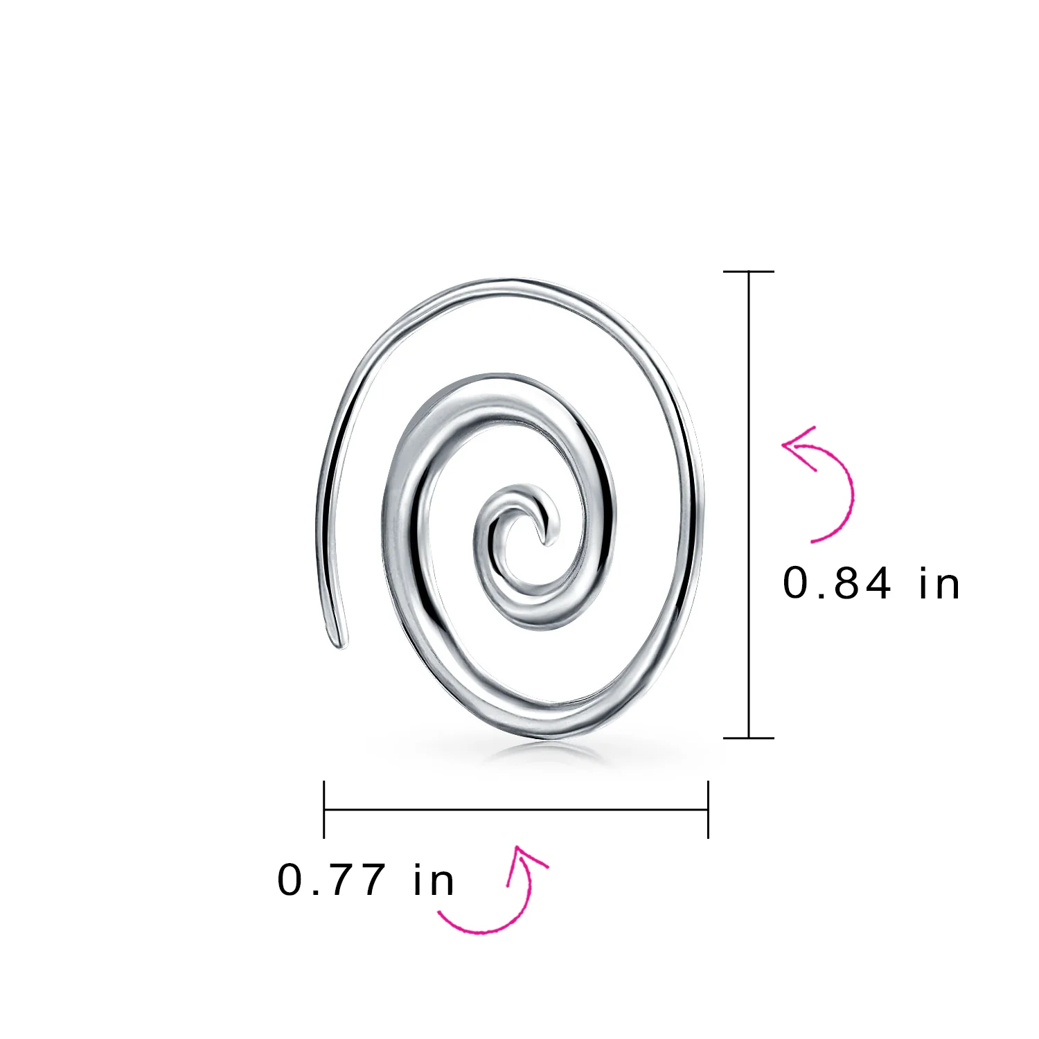 Geometric Tribal Swirl Wire Spiral Hoop Threader Earrings Sterling Silver - Image 4