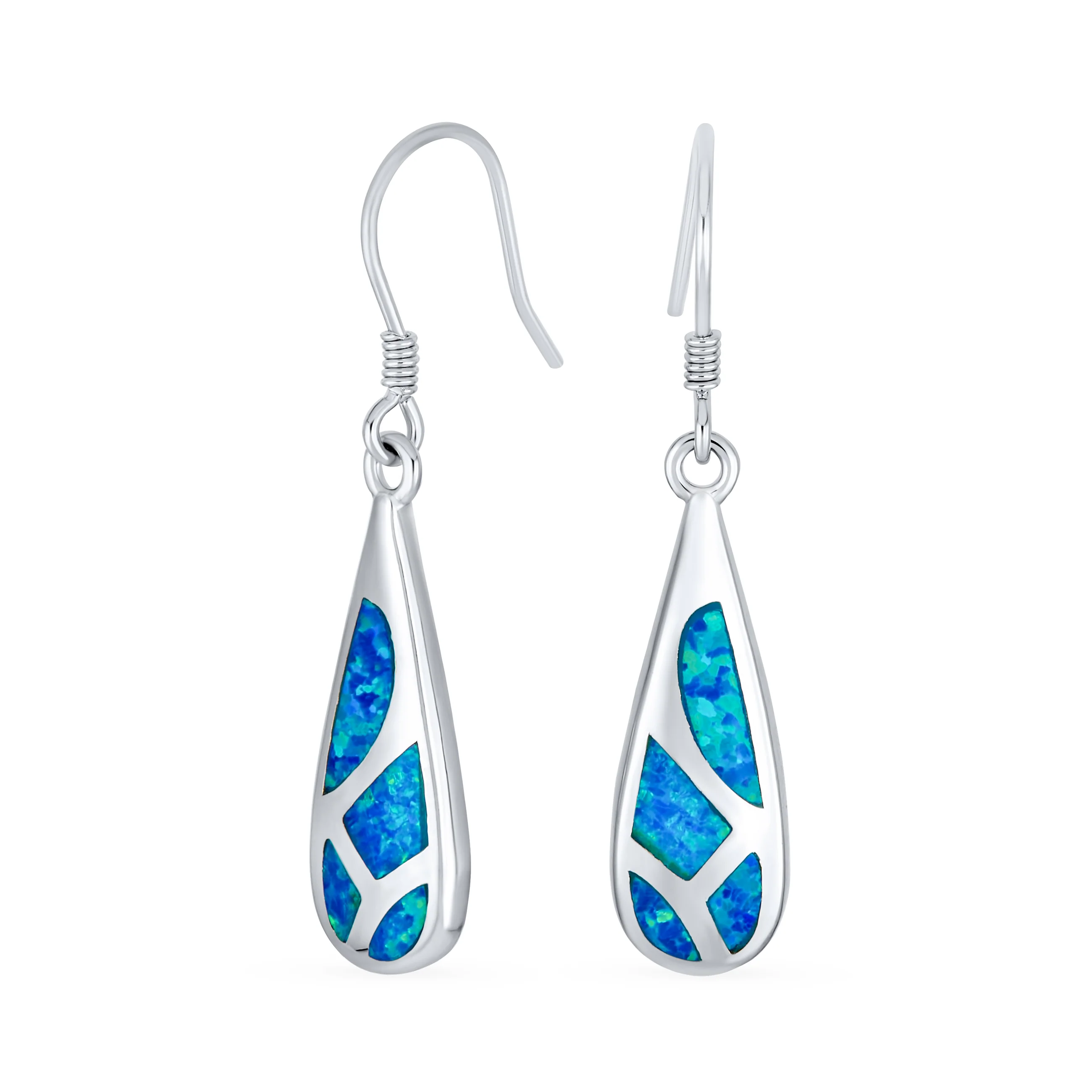Boho Iridescent Opal Teardrop Dangle Gemstone Earrings - Image 2