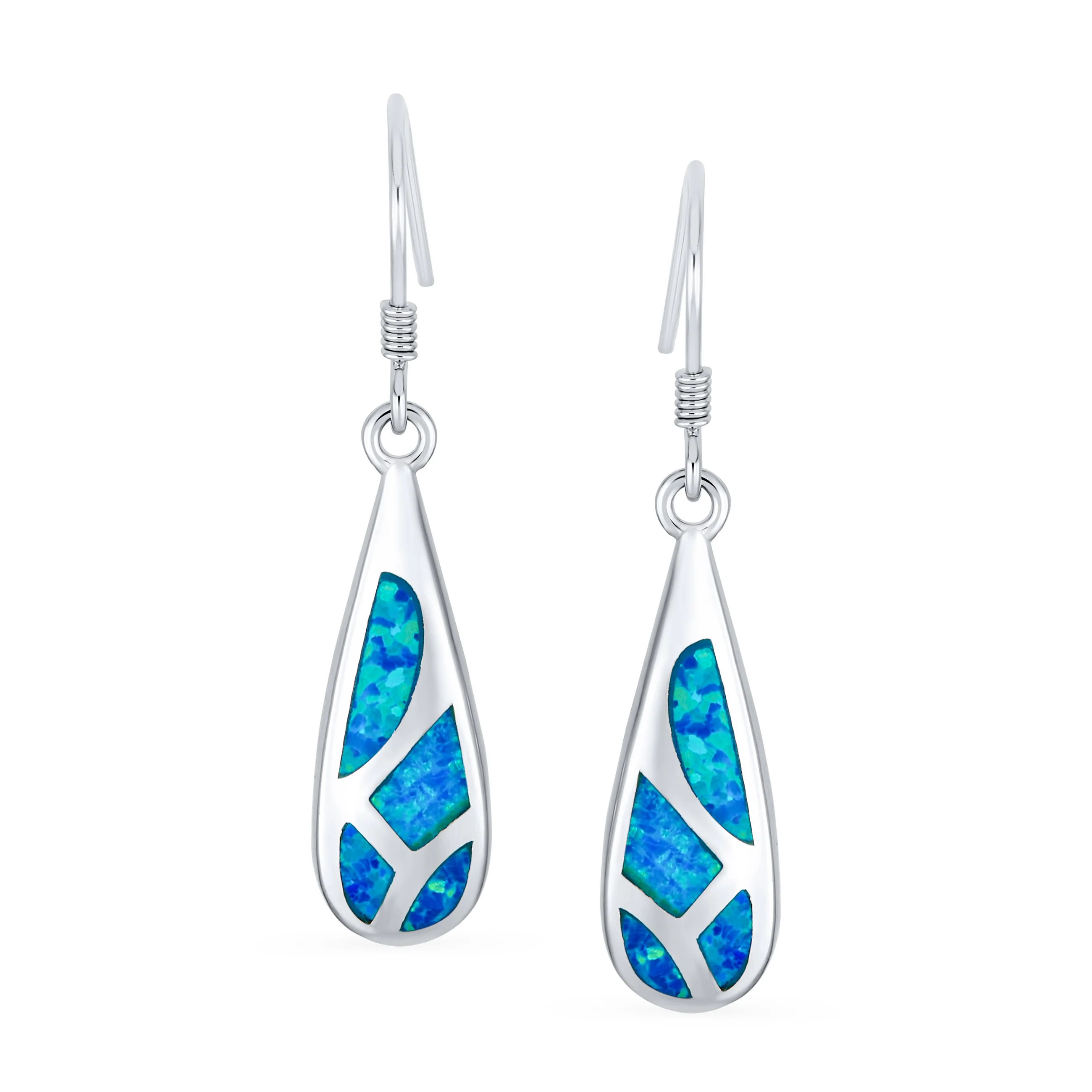 Boho Iridescent Opal Teardrop Dangle Gemstone Earrings - Image 4