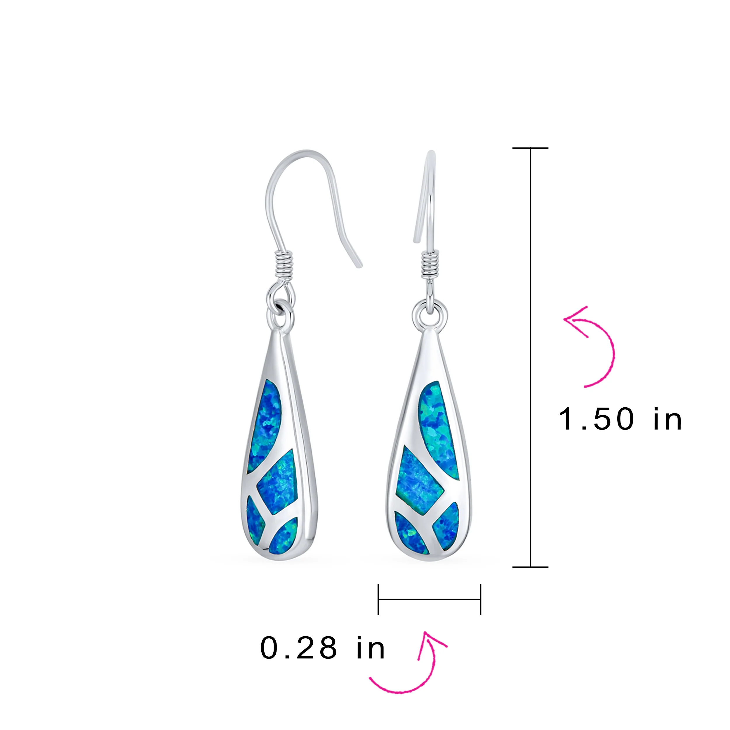 Boho Iridescent Opal Teardrop Dangle Gemstone Earrings - Image 8