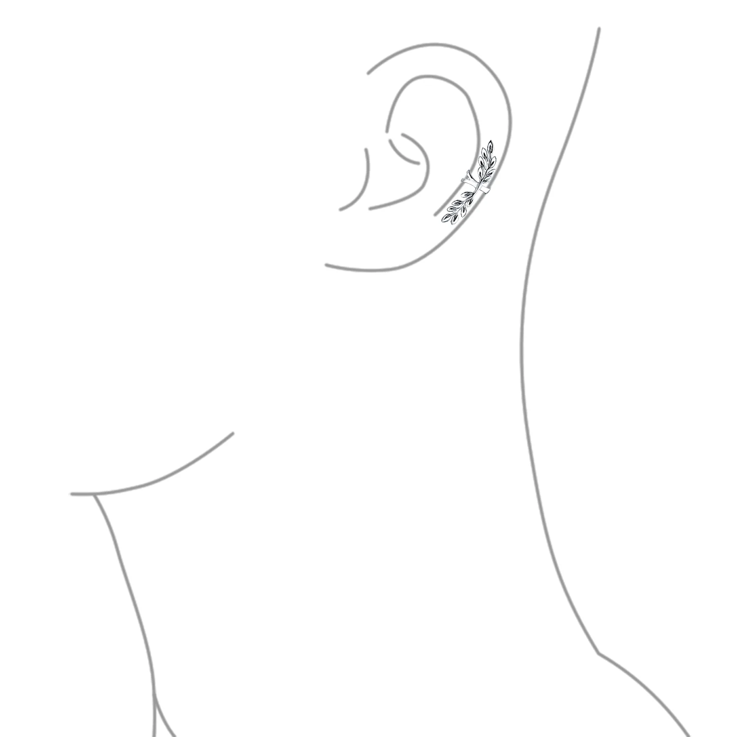 Climber Cartilage Leaf Ear Cuffs Wrap For Non Pierced Earrings .925 Sterling Silver - Image 5