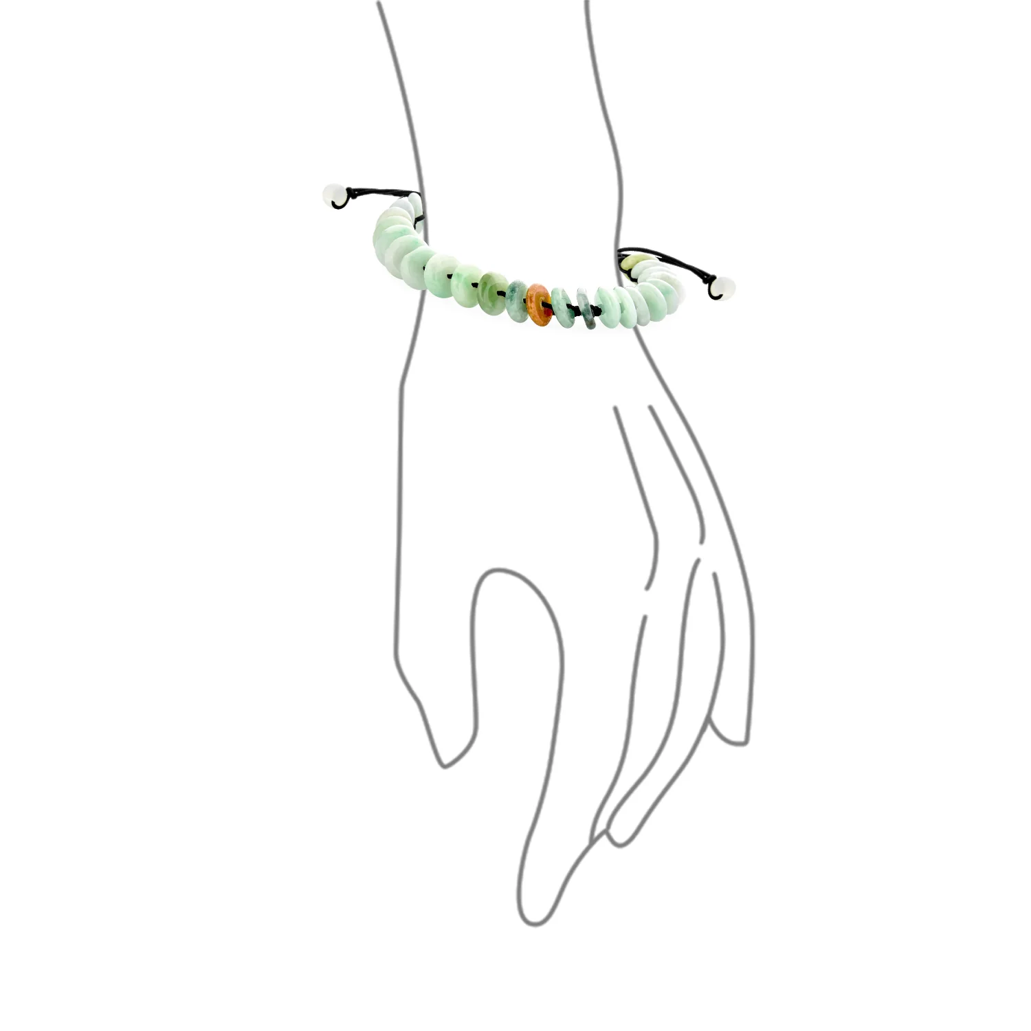 Natural Light Green Jade Donut Disc Stone Bracelet Adjustable Cord 7-9” - Image 4