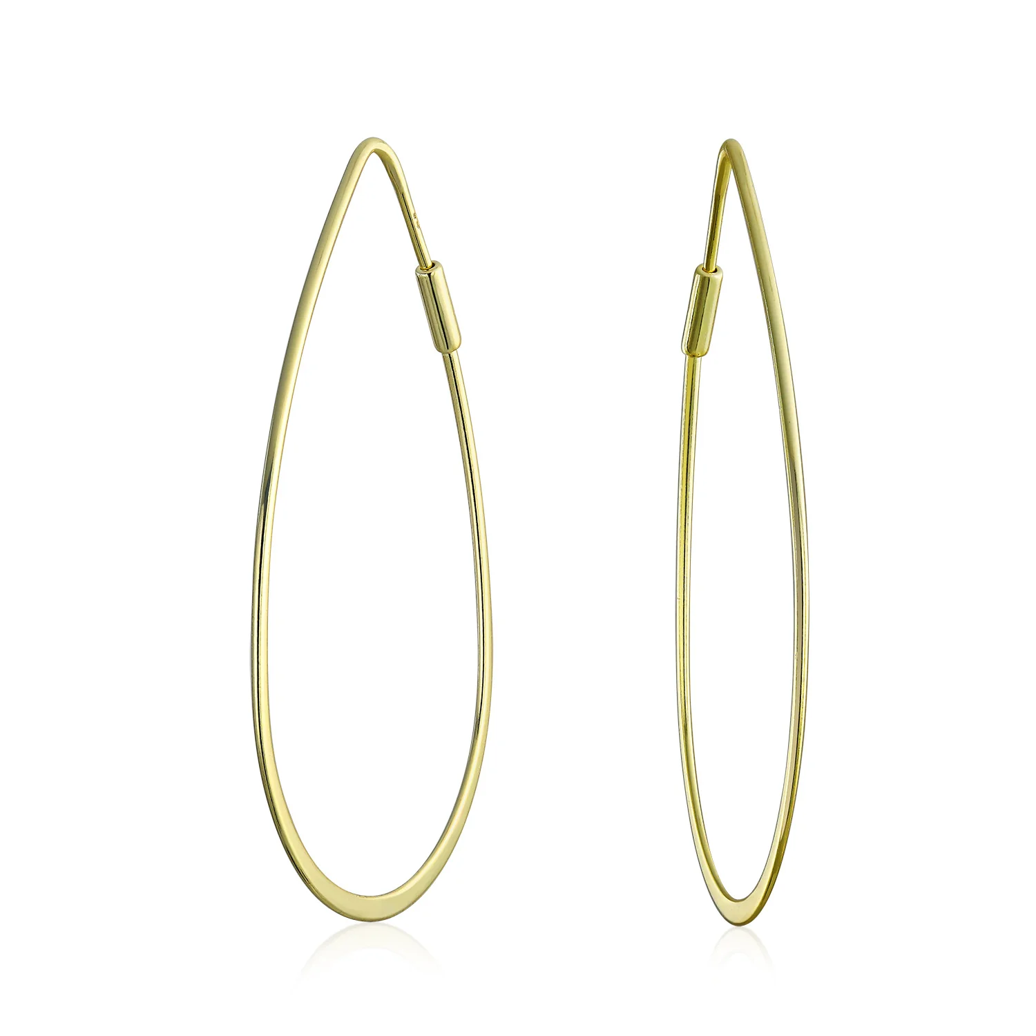Endless Lightweight Thin Oval Shape Big Hoop Earrings Gold Plated .925 Sterling Silver 2 Inch