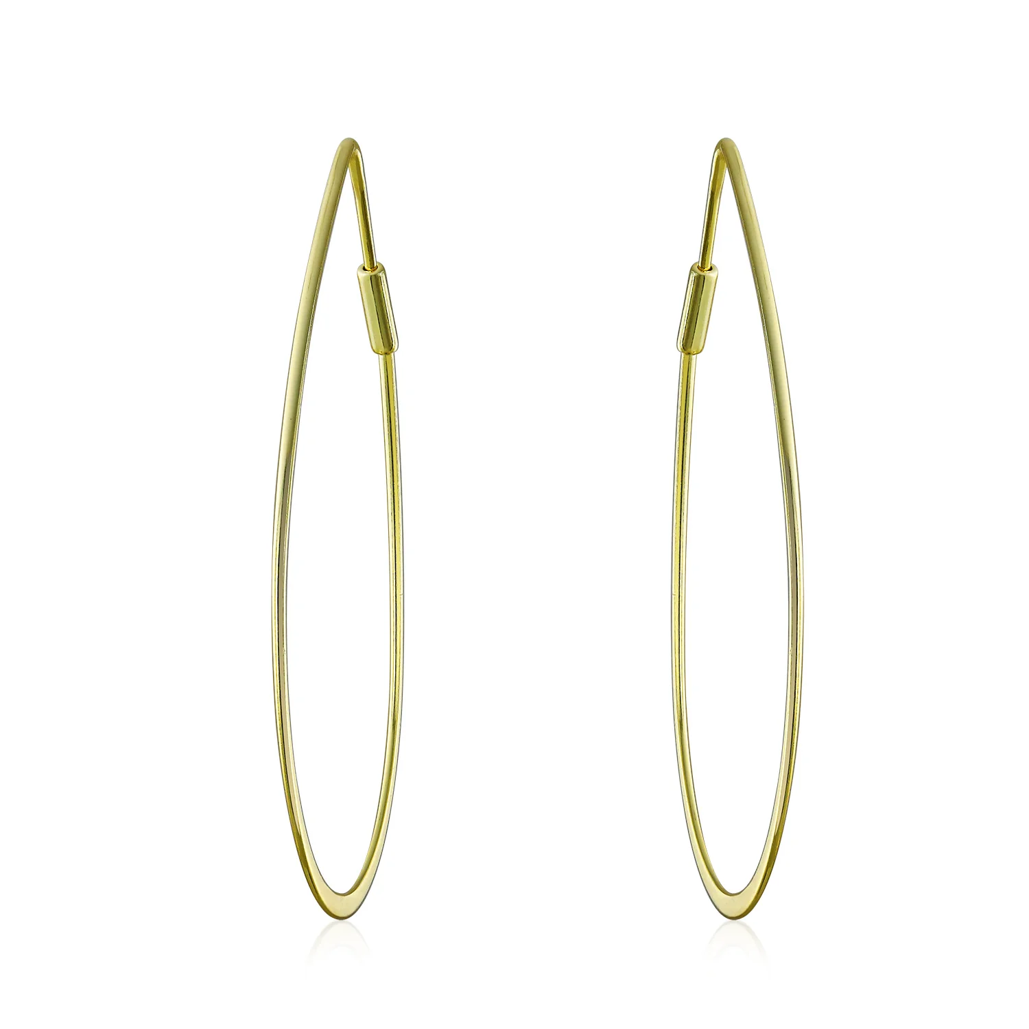 Endless Lightweight Thin Oval Shape Big Hoop Earrings Gold Plated .925 Sterling Silver 2 Inch - Image 3