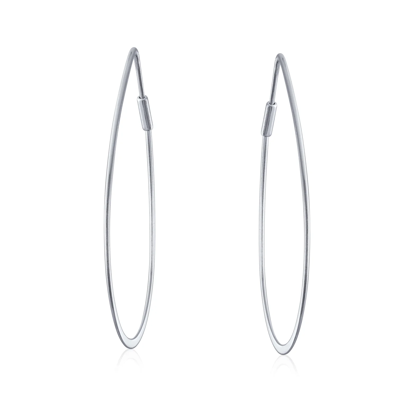Endless Lightweight Thin Oval Shape Big Hoop Earrings Gold Plated .925 Sterling Silver 2 Inch - Image 4