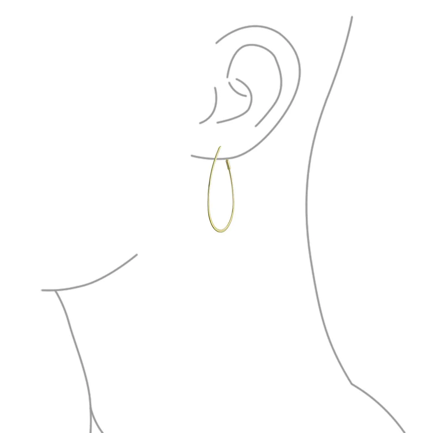 Endless Lightweight Thin Oval Shape Big Hoop Earrings Gold Plated .925 Sterling Silver 2 Inch - Image 5