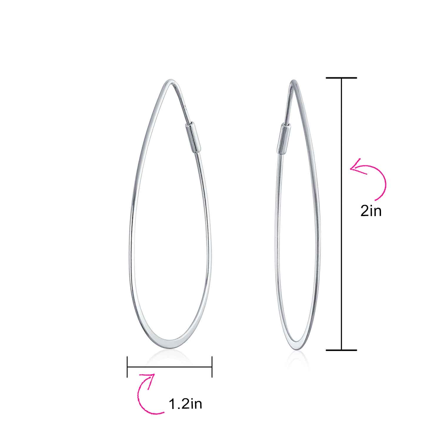 Endless Lightweight Thin Oval Shape Big Hoop Earrings Gold Plated .925 Sterling Silver 2 Inch - Image 9