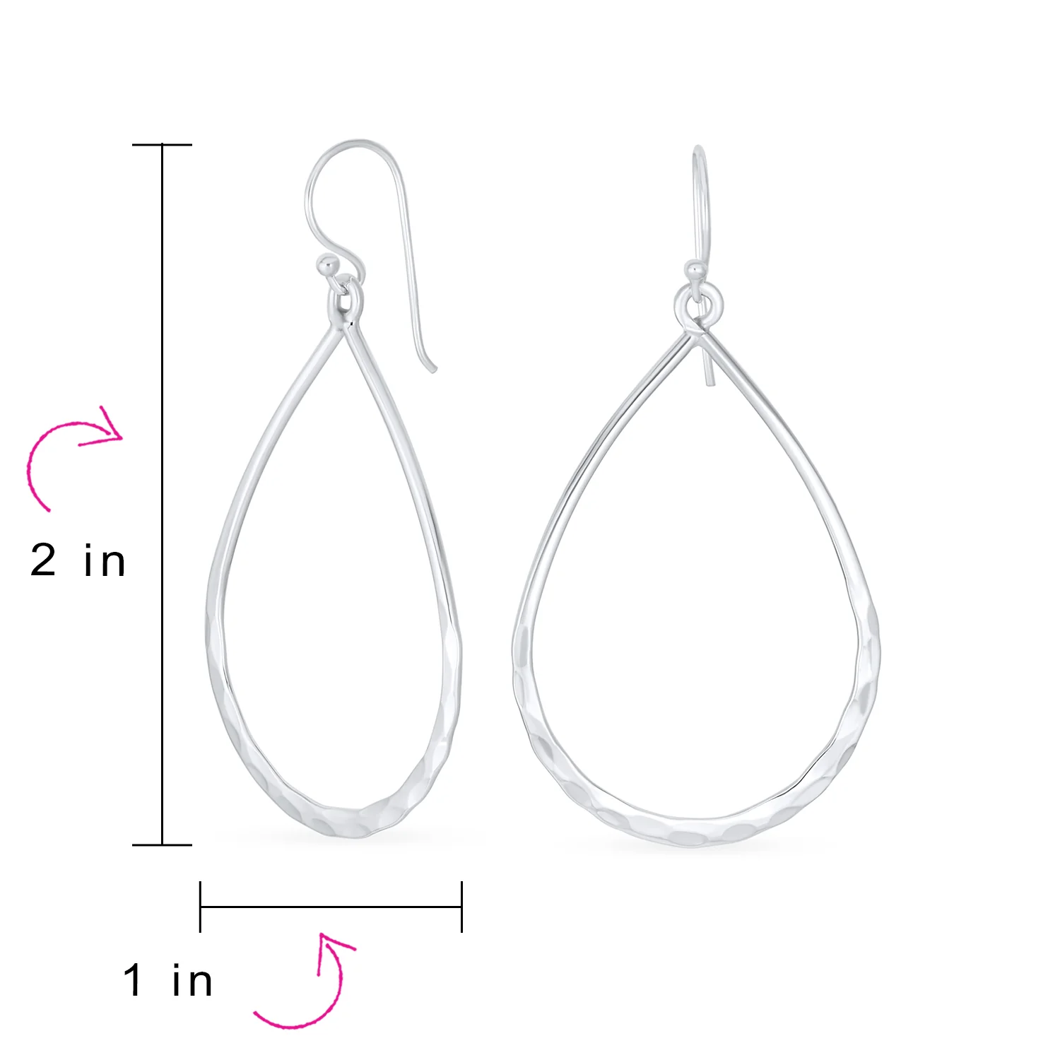 Boho Pear Shaped Lightweight Hoop Huggie Earrings Silver - Image 4