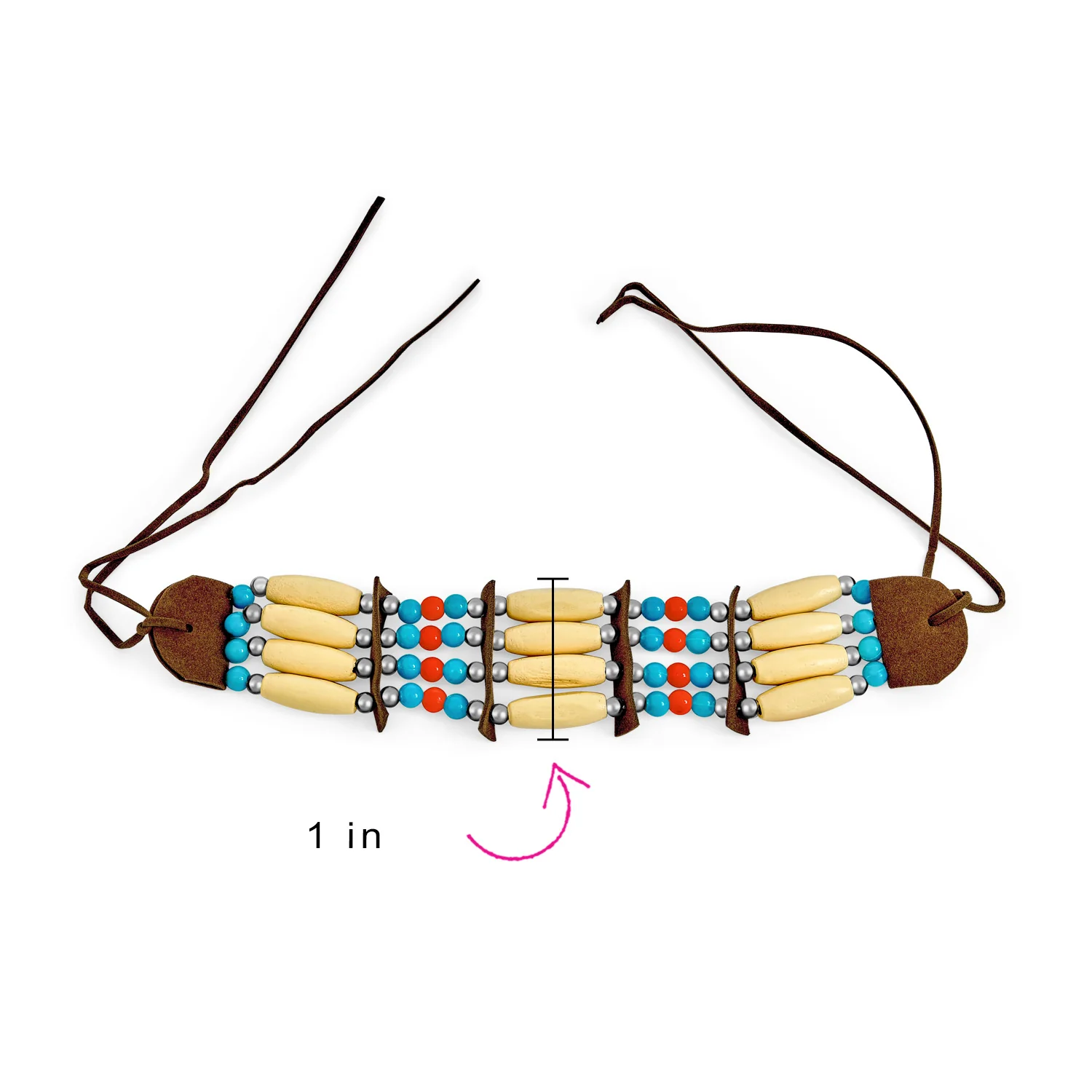 Boho Handmade Bead Wood Leather Tribal Choker Necklace - Image 5