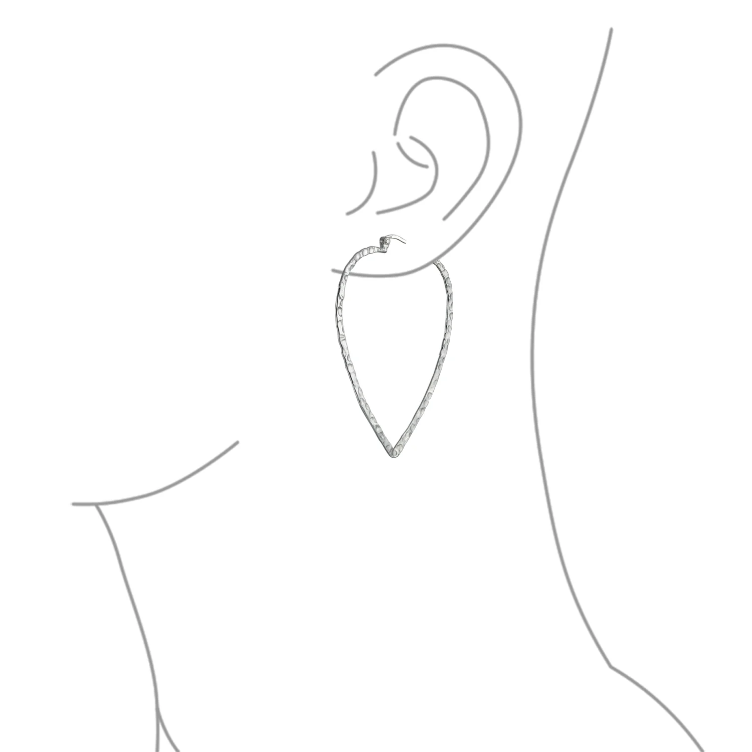 Boho Triangle Leaf Silver Hoop Huggie Earrings Western - Image 3