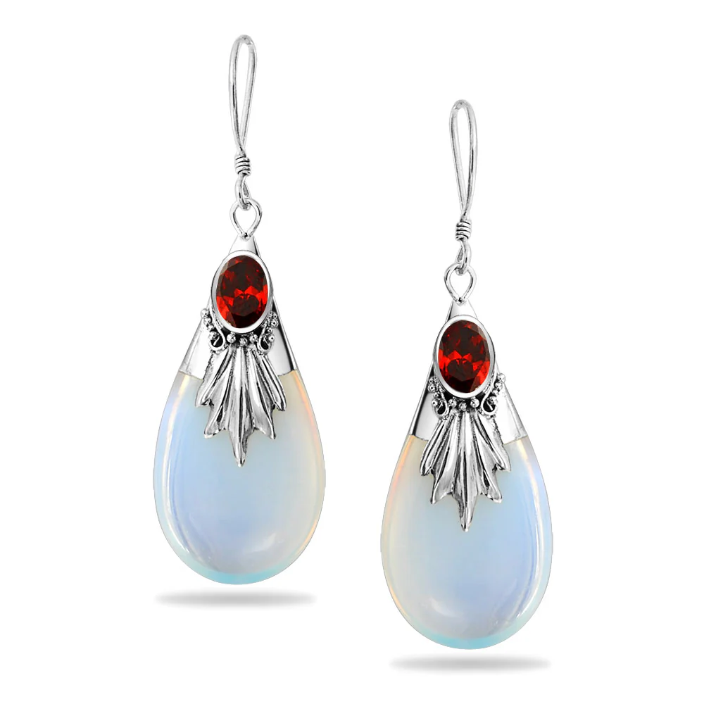 Boho Vintage CZ Gemstone Dangle Chandelier Earrings - Image 4