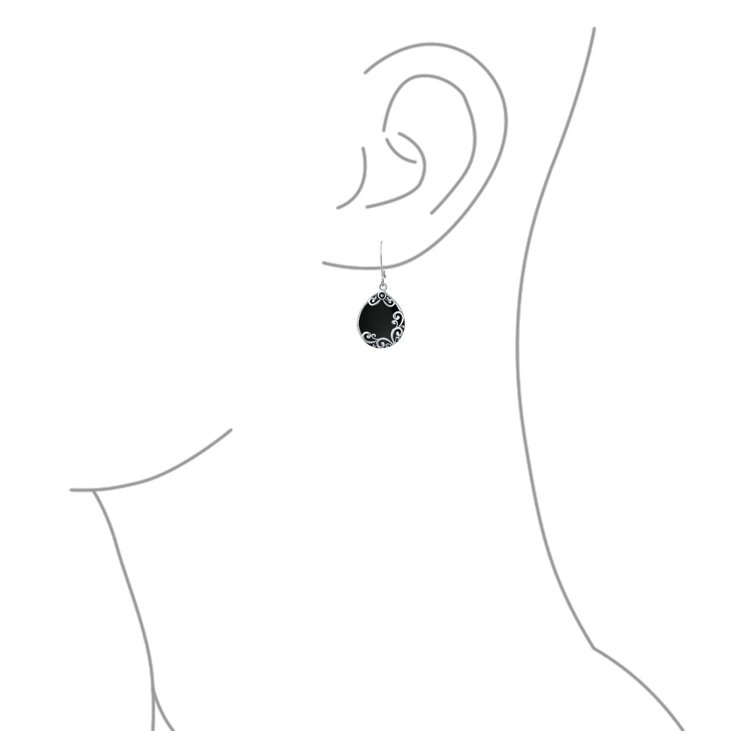 Blue Larimar Teardrop Dangle Earrings Scroll Setting .925 Sterling Silver Leverback - Image 16
