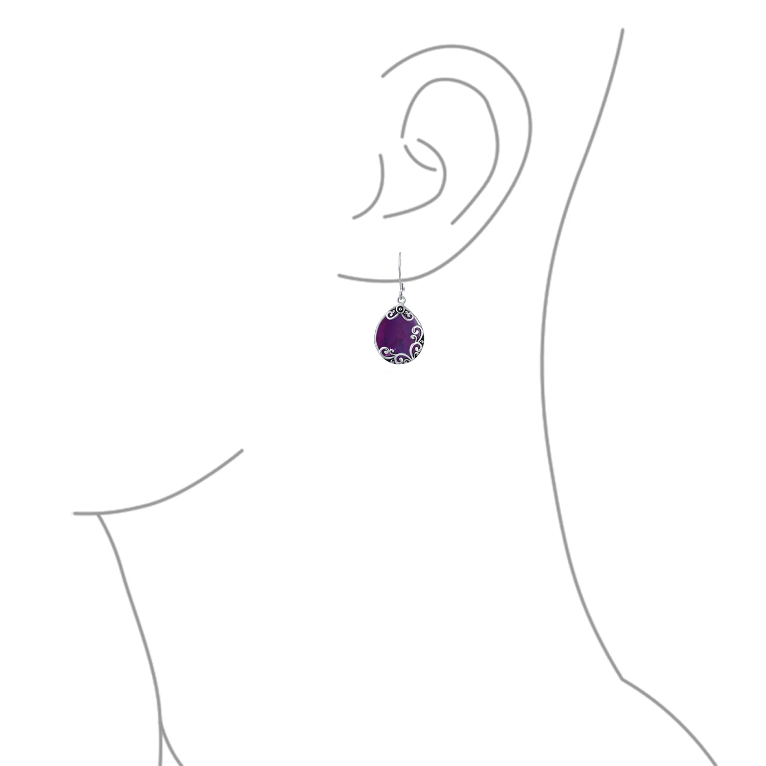 Blue Larimar Teardrop Dangle Earrings Scroll Setting .925 Sterling Silver Leverback - Image 18
