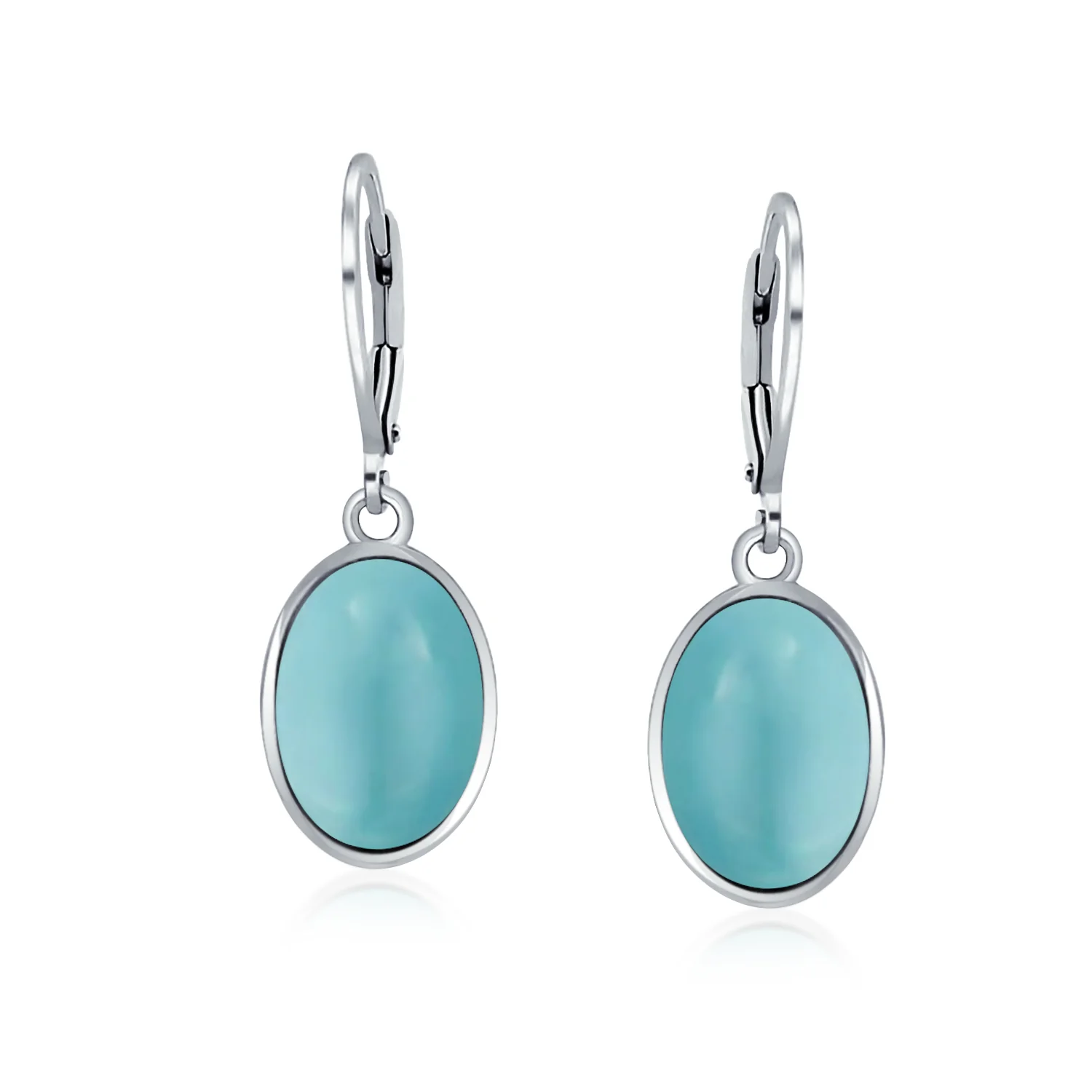 3.2CT Oval Green Jade Drop Earrings Scroll Bezel Set Edge .925 Sterling Silver Lever-back - Image 14