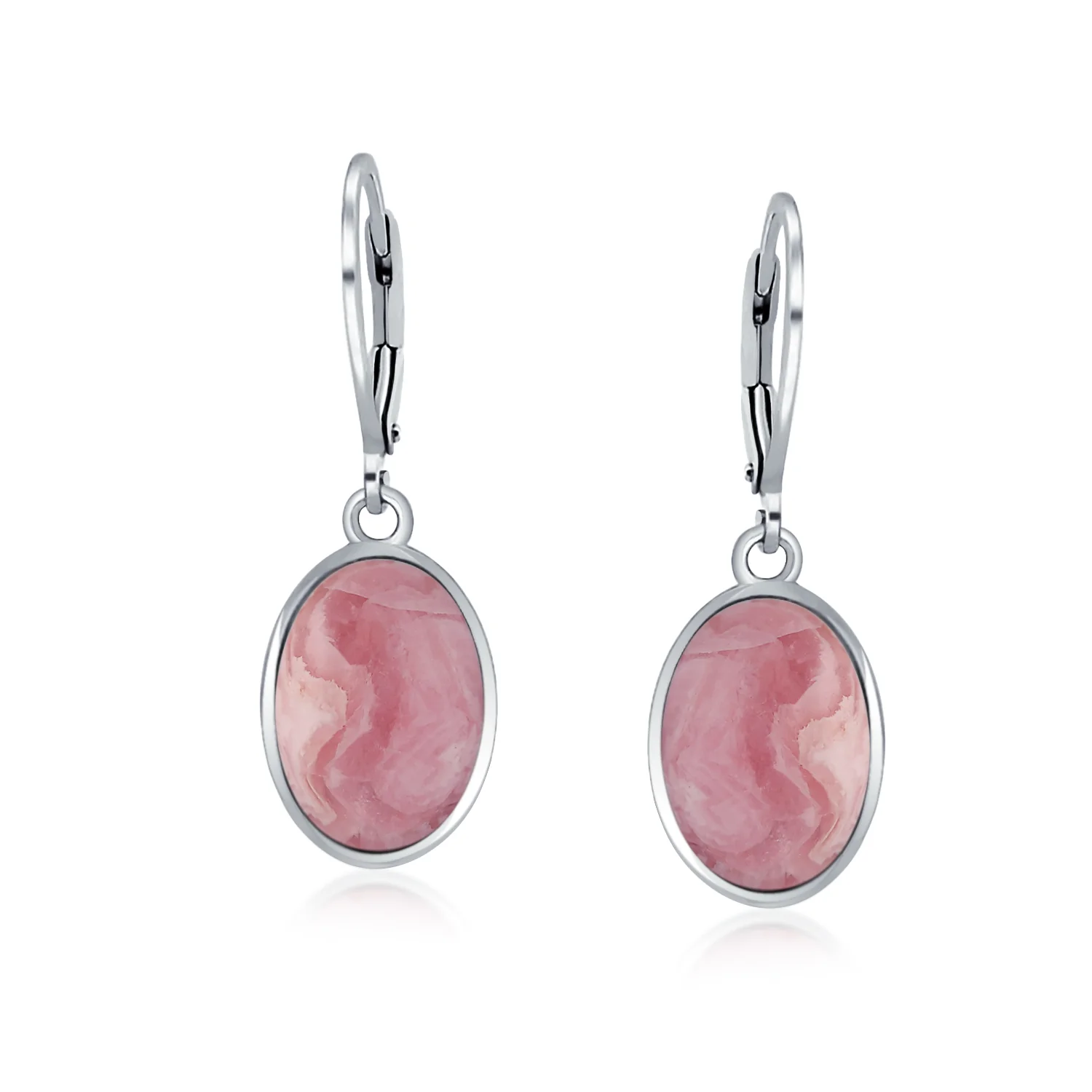 3.2CT Oval Green Jade Drop Earrings Scroll Bezel Set Edge .925 Sterling Silver Lever-back - Image 16