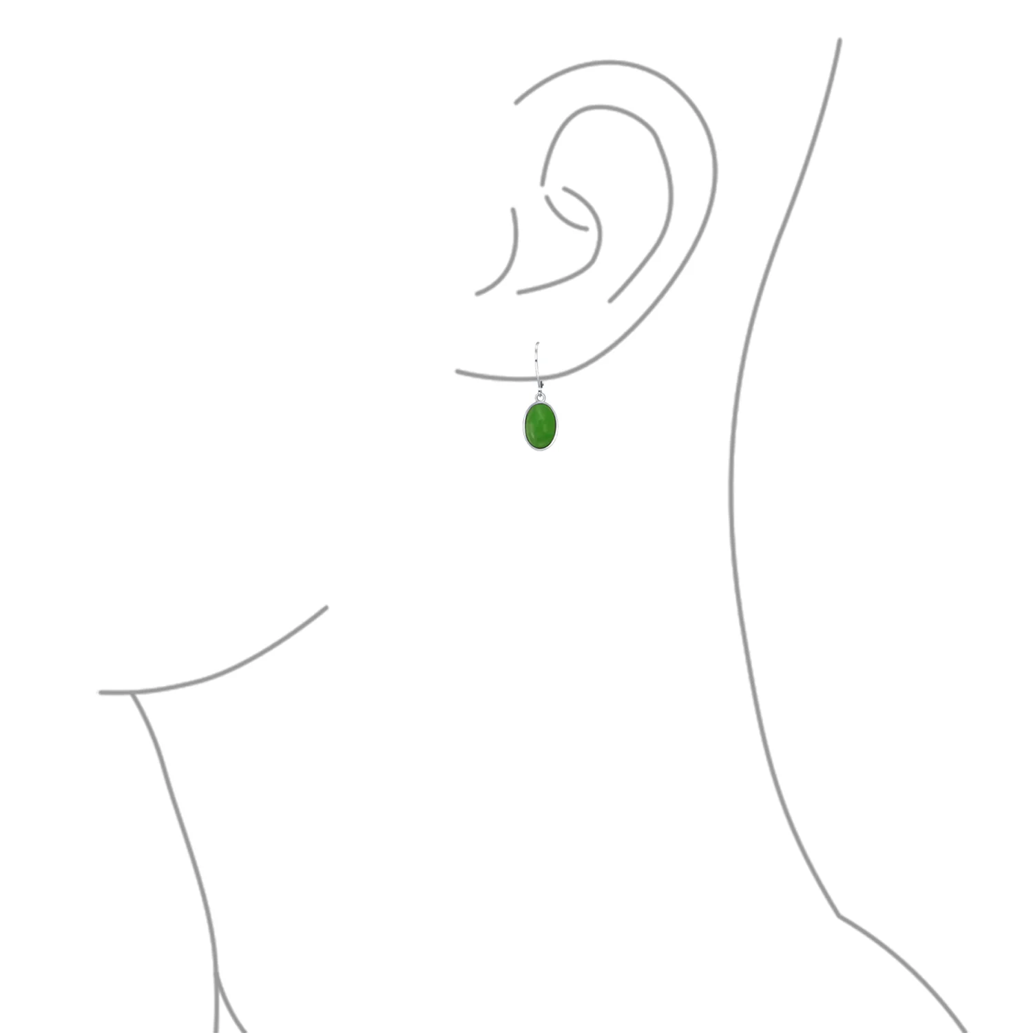 3.2CT Oval Green Jade Drop Earrings Scroll Bezel Set Edge .925 Sterling Silver Lever-back - Image 23