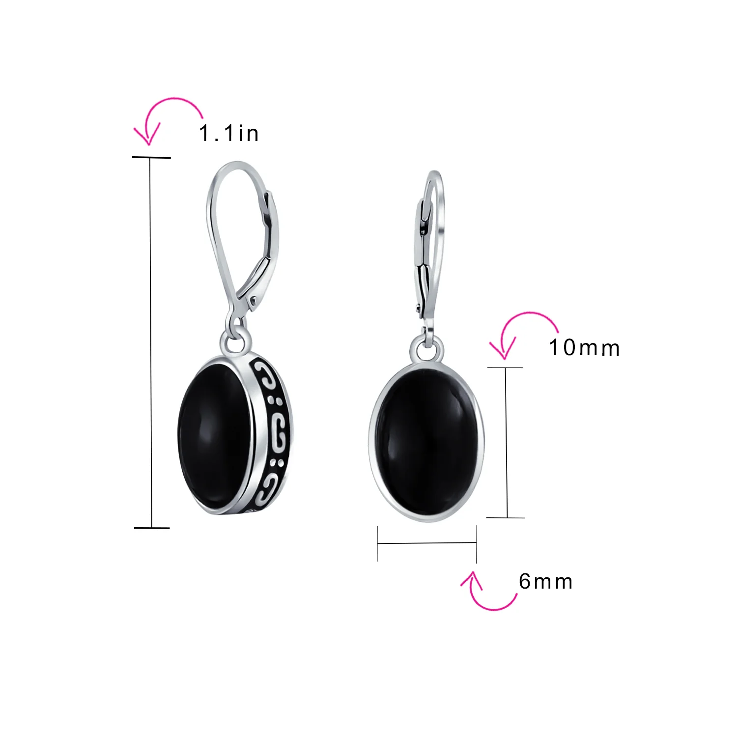 3.2CT Oval Green Jade Drop Earrings Scroll Bezel Set Edge .925 Sterling Silver Lever-back - Image 25