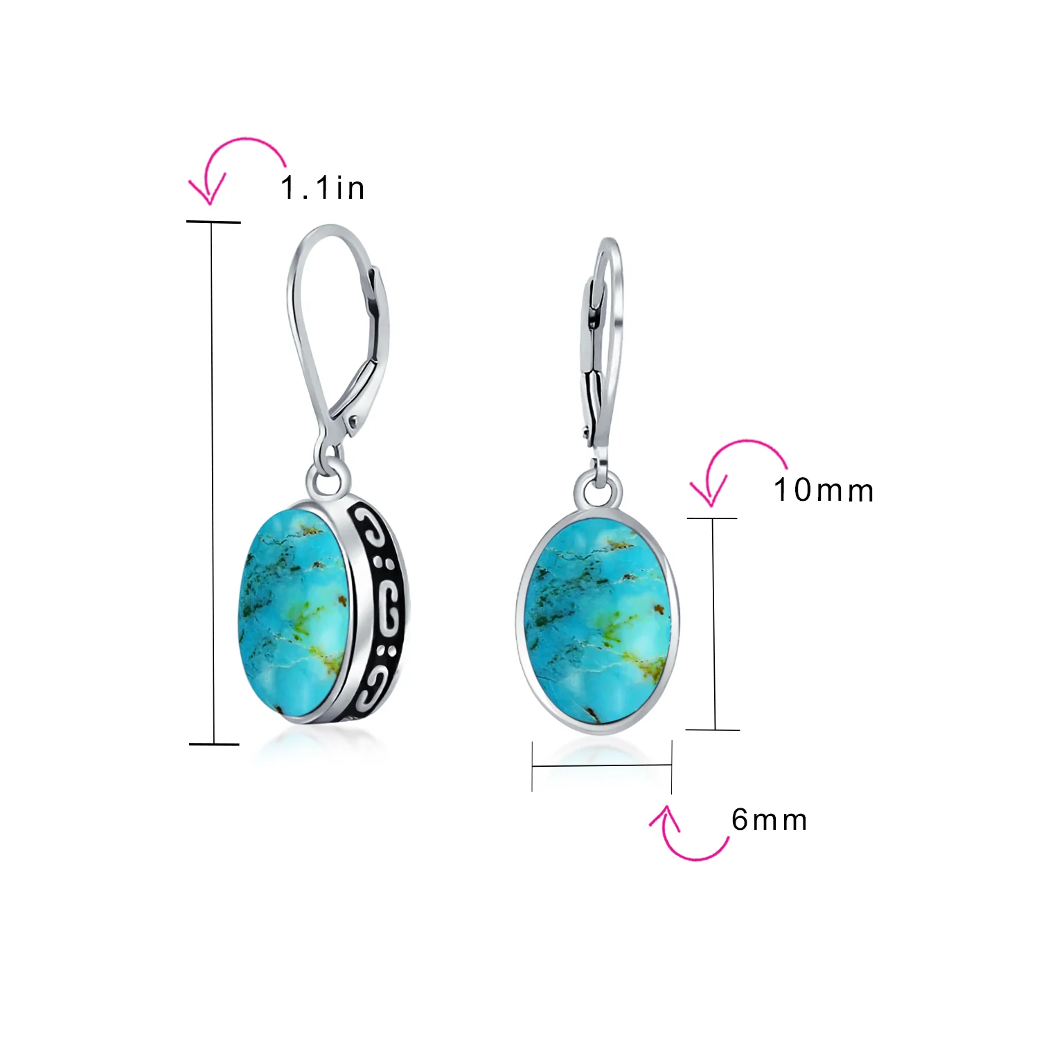 3.2CT Oval Green Jade Drop Earrings Scroll Bezel Set Edge .925 Sterling Silver Lever-back - Image 26