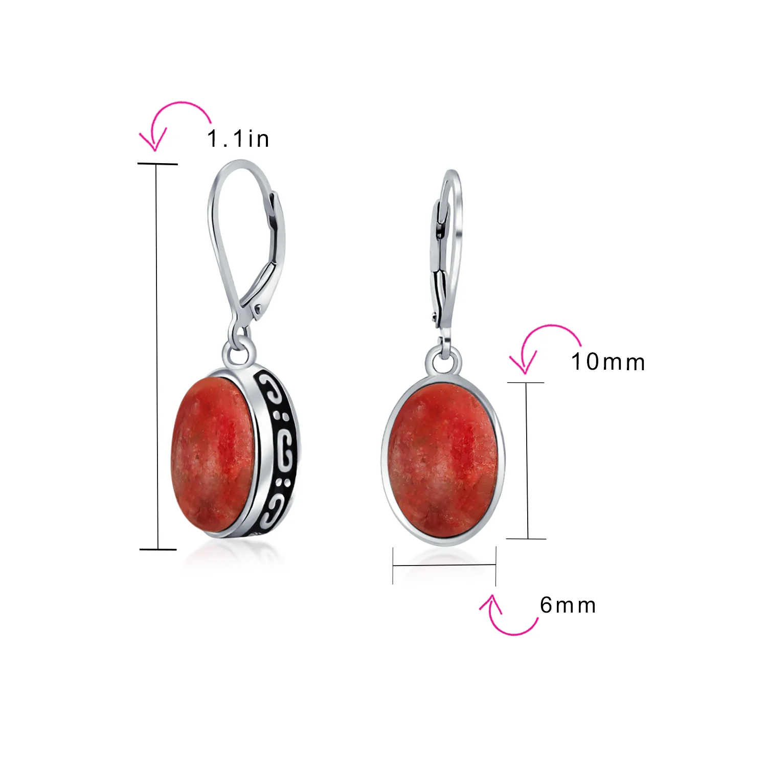 3.2CT Oval Green Jade Drop Earrings Scroll Bezel Set Edge .925 Sterling Silver Lever-back - Image 29