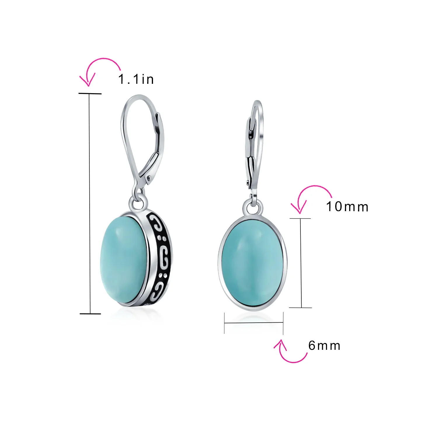 3.2CT Oval Green Jade Drop Earrings Scroll Bezel Set Edge .925 Sterling Silver Lever-back - Image 30