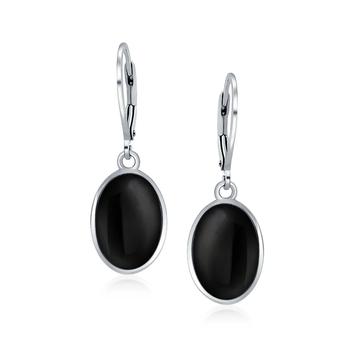3.2CT Oval Green Jade Drop Earrings Scroll Bezel Set Edge .925 Sterling Silver Lever-back - Image 9