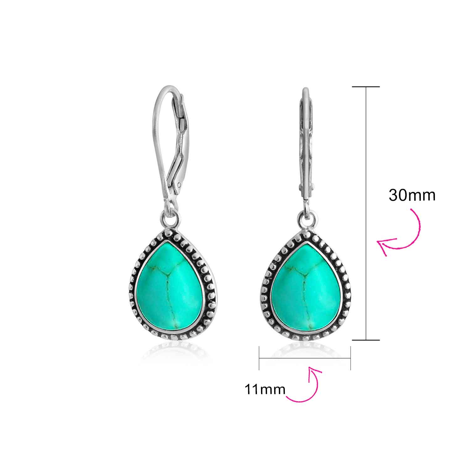 Boho Western Milgrain Gemstone Dangle Earrings Lapis - Image 19