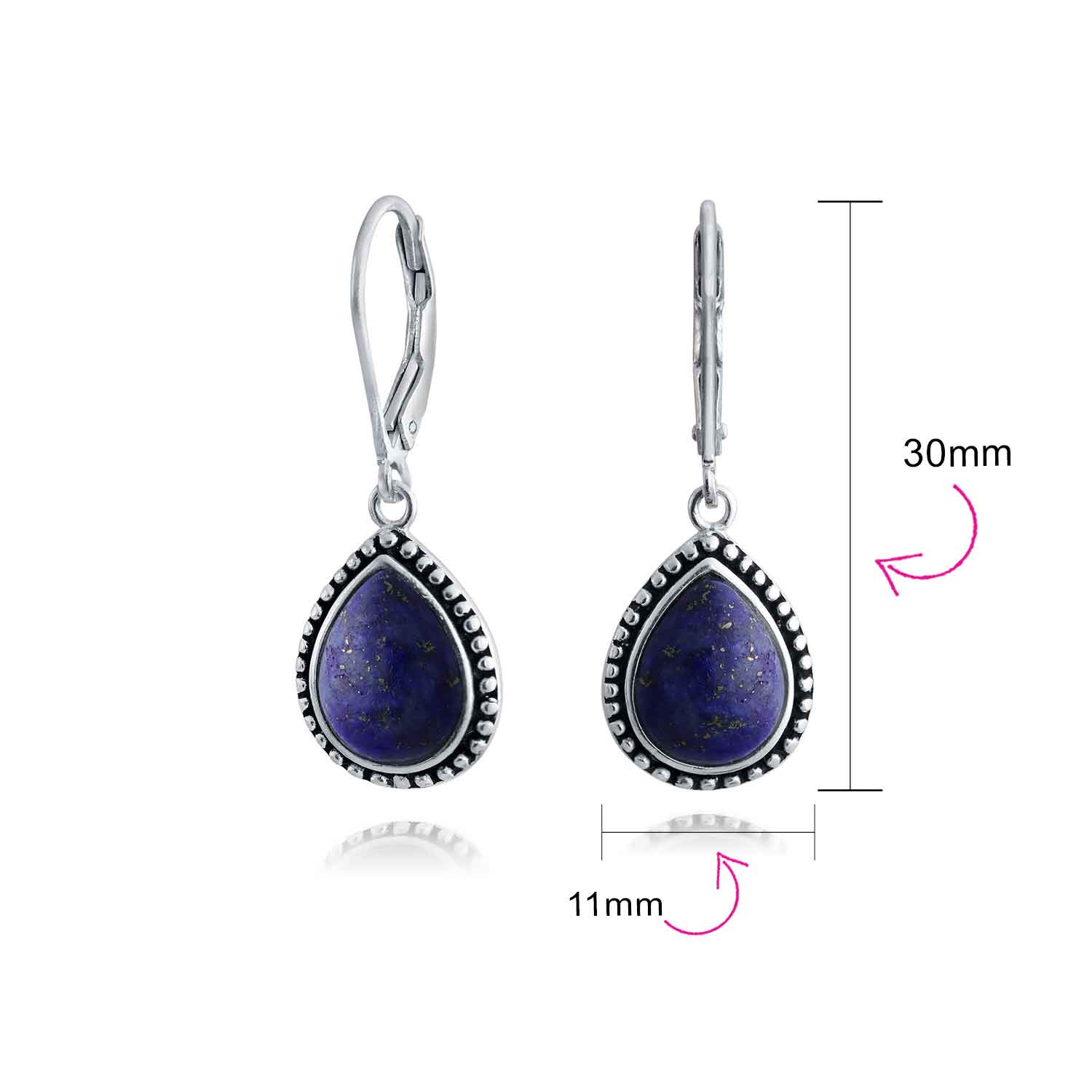 Boho Western Milgrain Gemstone Dangle Earrings Lapis - Image 20