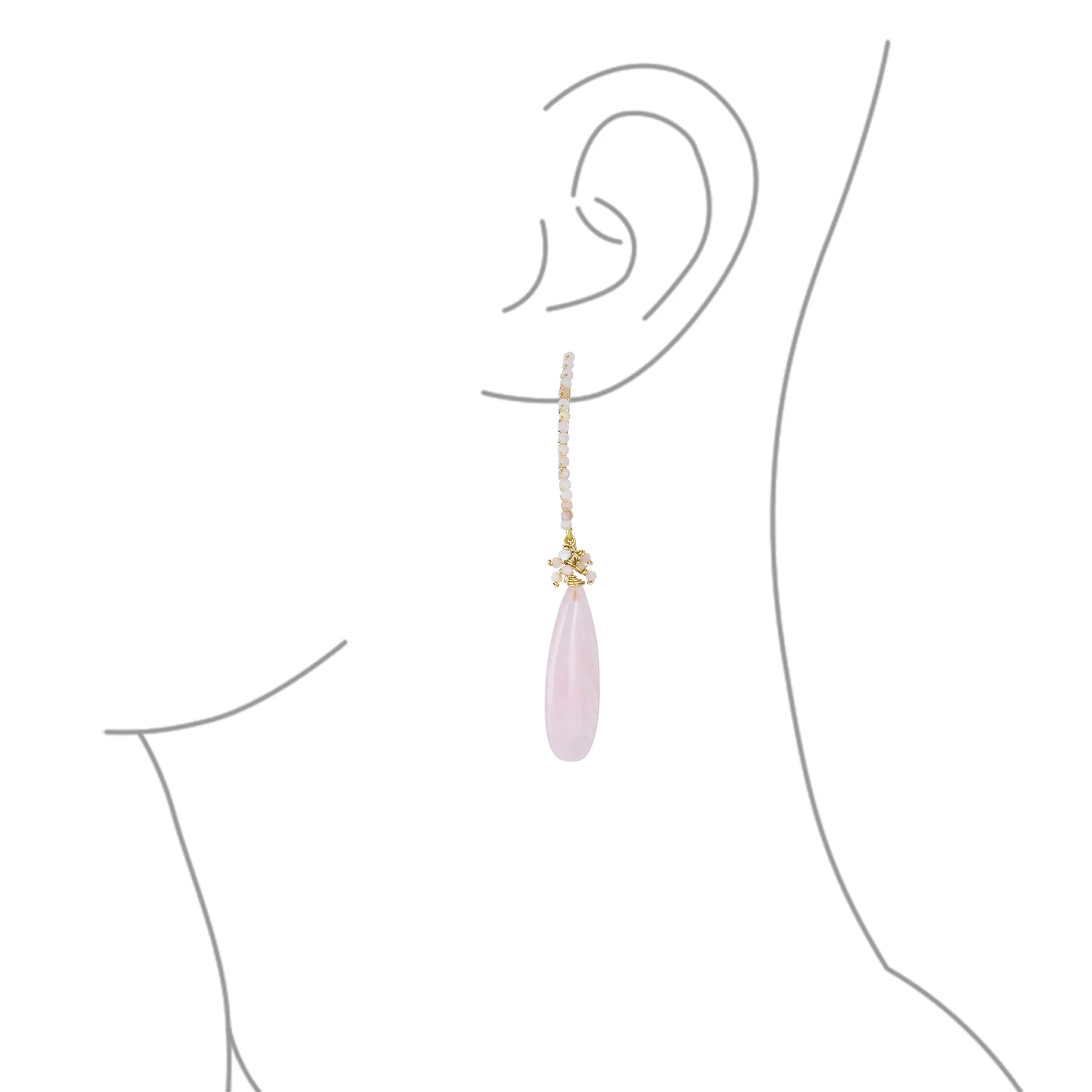 Boho Wire Wrap Gemstone Chandelier Dangle Earrings Gold - Image 11