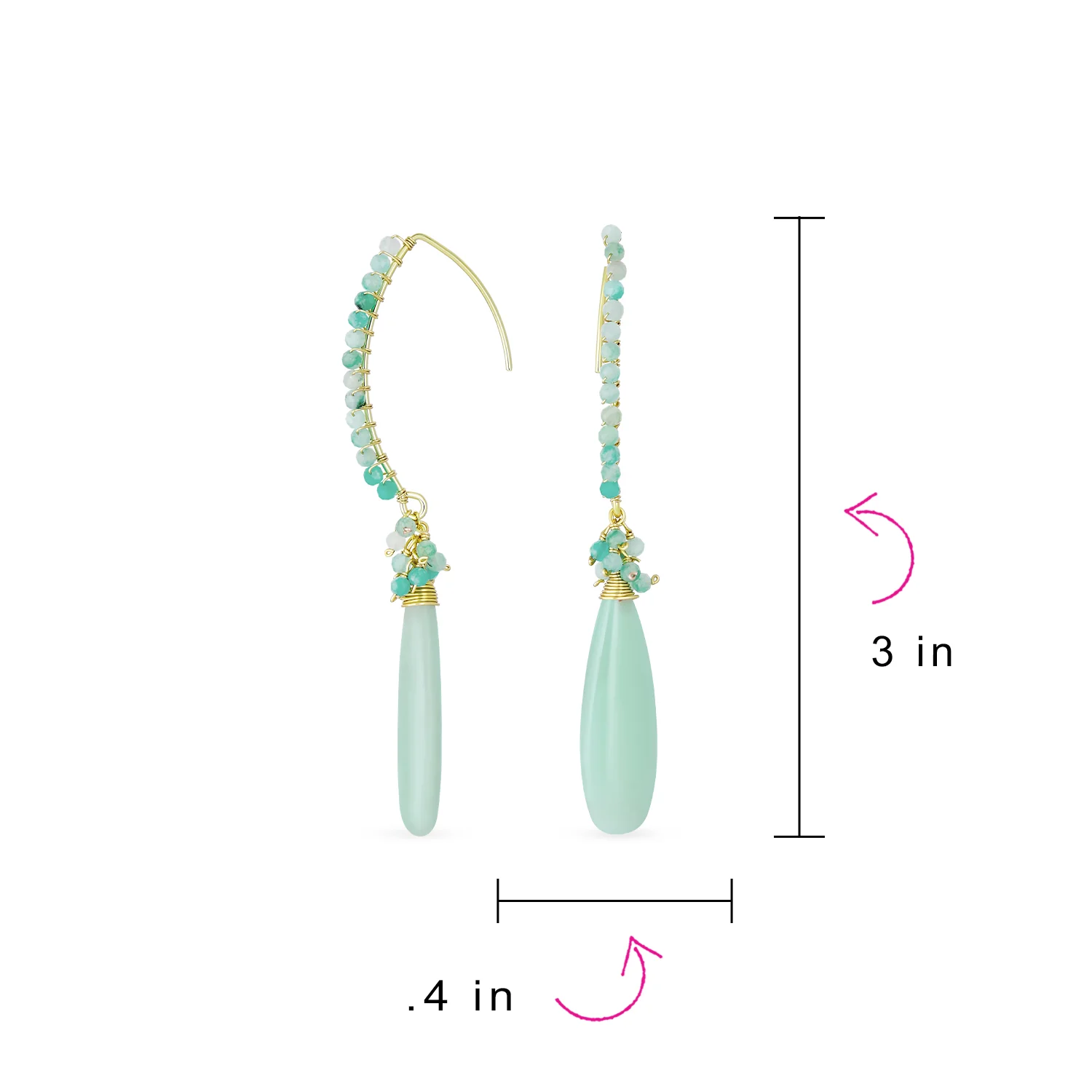 Boho Wire Wrap Gemstone Chandelier Dangle Earrings Gold - Image 13