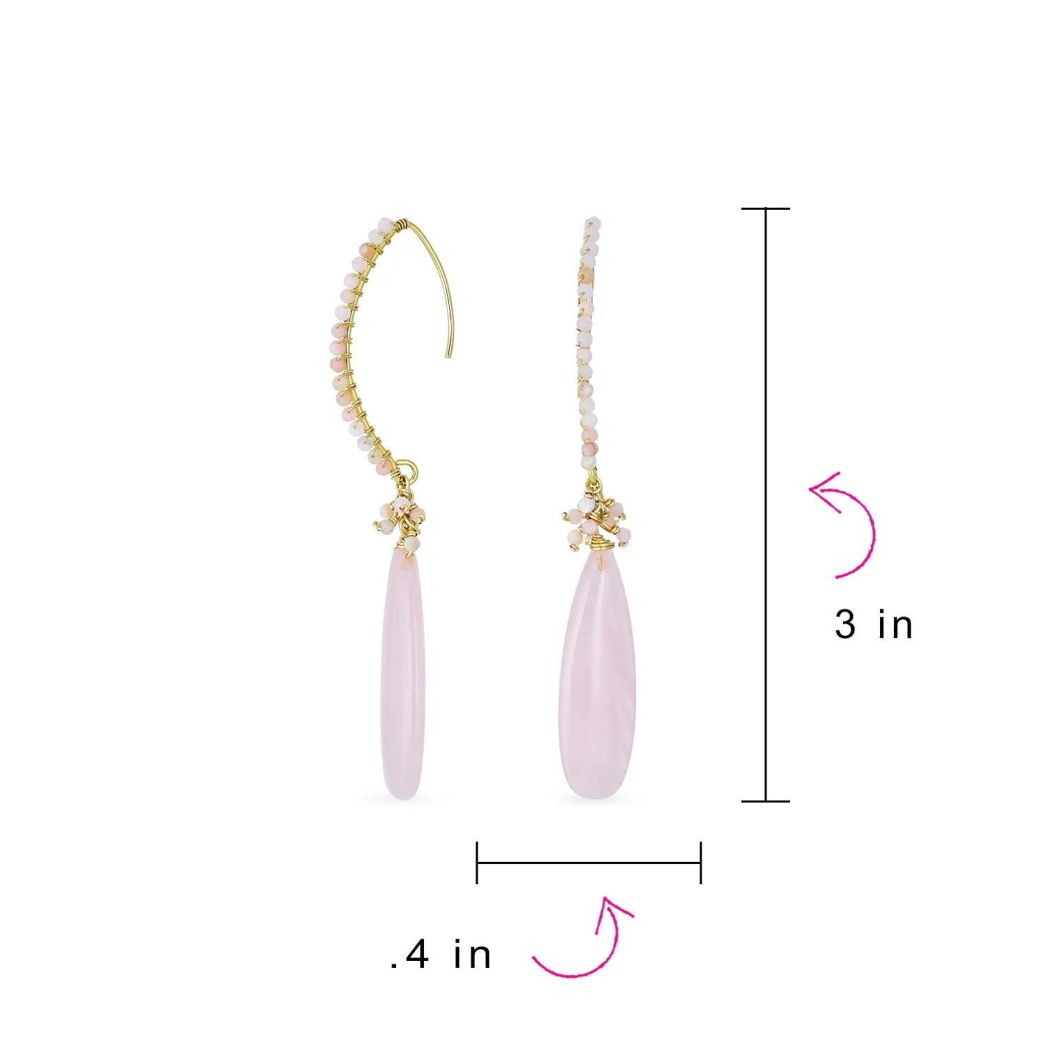 Boho Wire Wrap Gemstone Chandelier Dangle Earrings Gold - Image 15
