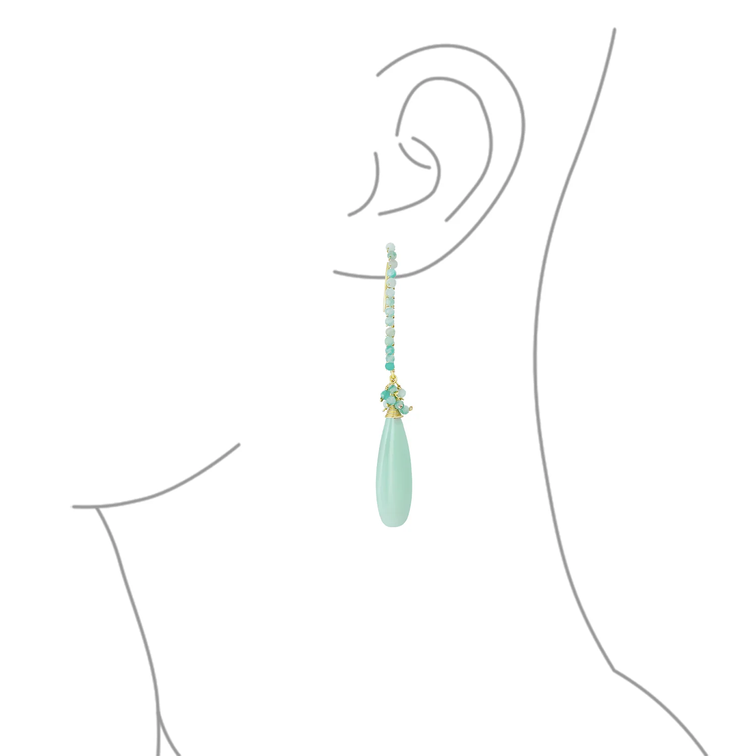 Boho Wire Wrap Gemstone Chandelier Dangle Earrings Gold - Image 9