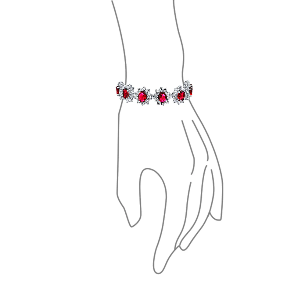 Estate Jewelry Vintage Style CZ Sapphire Ruby Statement Bracelet & Earrings Set - Image 4