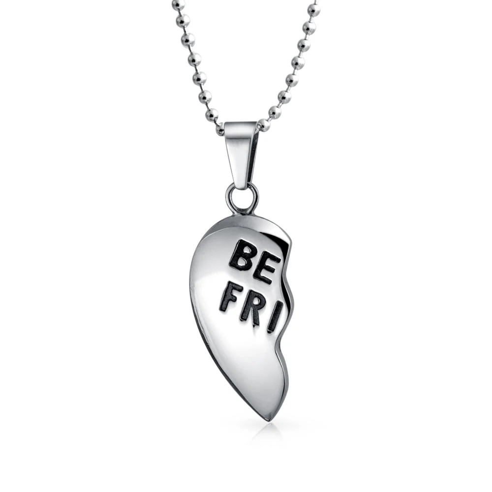 BFF Best Friends Split 2 pcs Breakable Heart Puzzle Pendant Necklace Stainless - Image 2