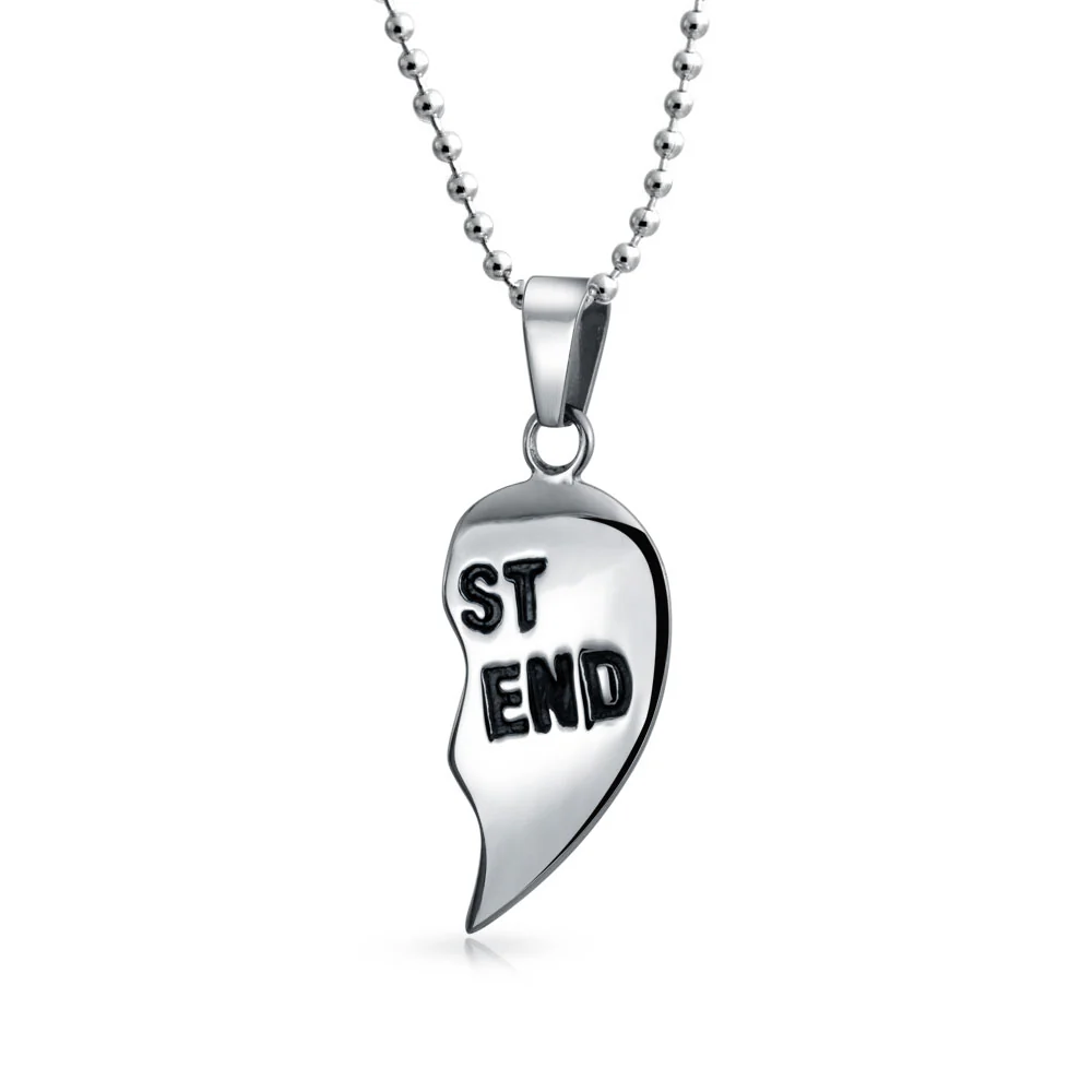 BFF Best Friends Split 2 pcs Breakable Heart Puzzle Pendant Necklace Stainless - Image 5