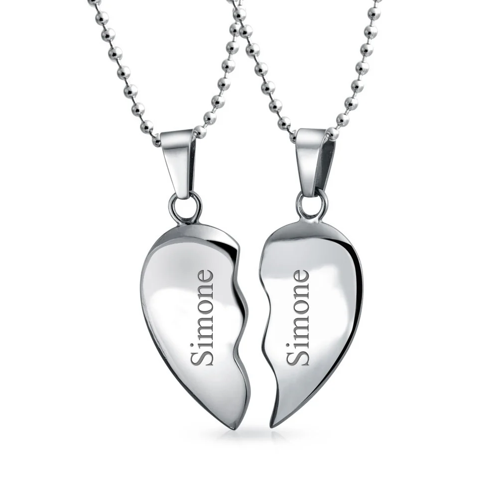 BFF Best Friends Split 2 pcs Breakable Heart Puzzle Pendant Necklace Stainless - Image 6