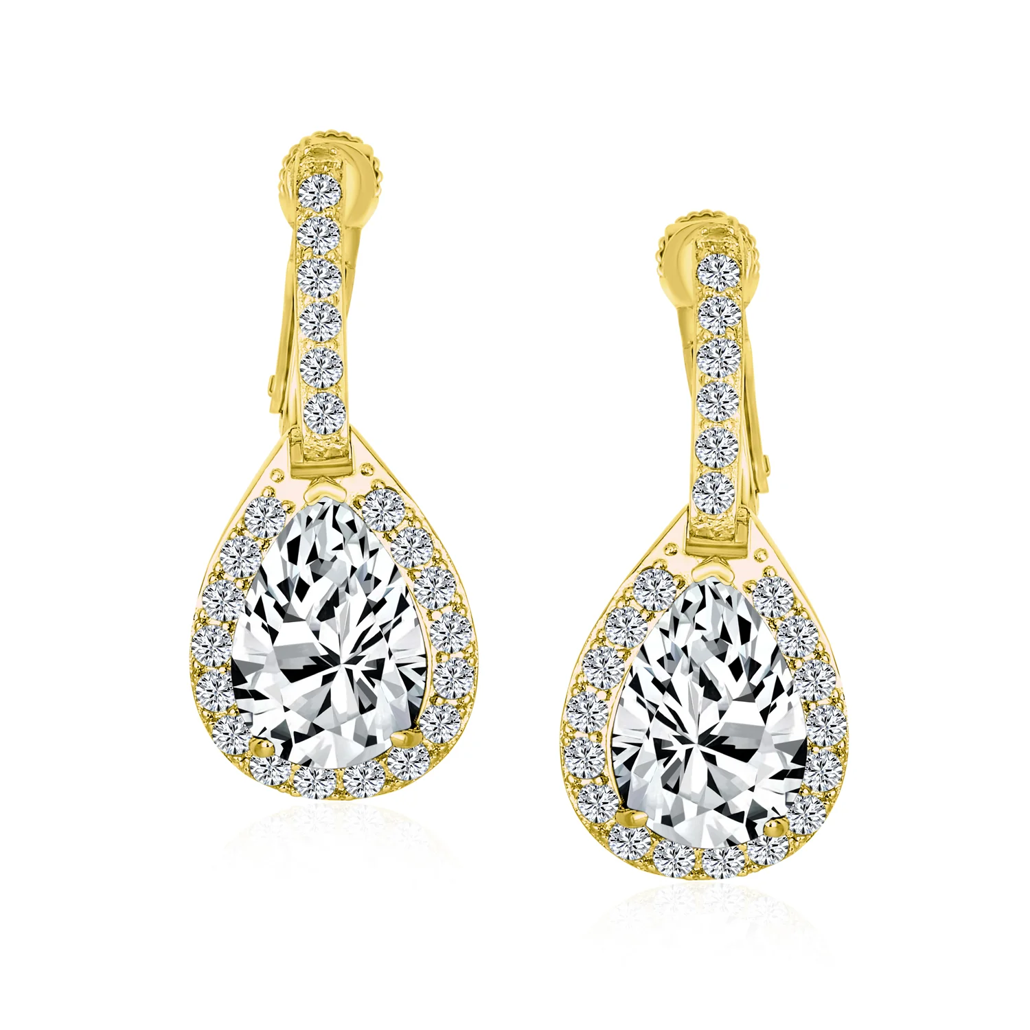 Classic 7CT Halo Red CZ Cubic Zirconia Drop Teardrop Clip On Earrings Adjustable Screw-back - Image 10