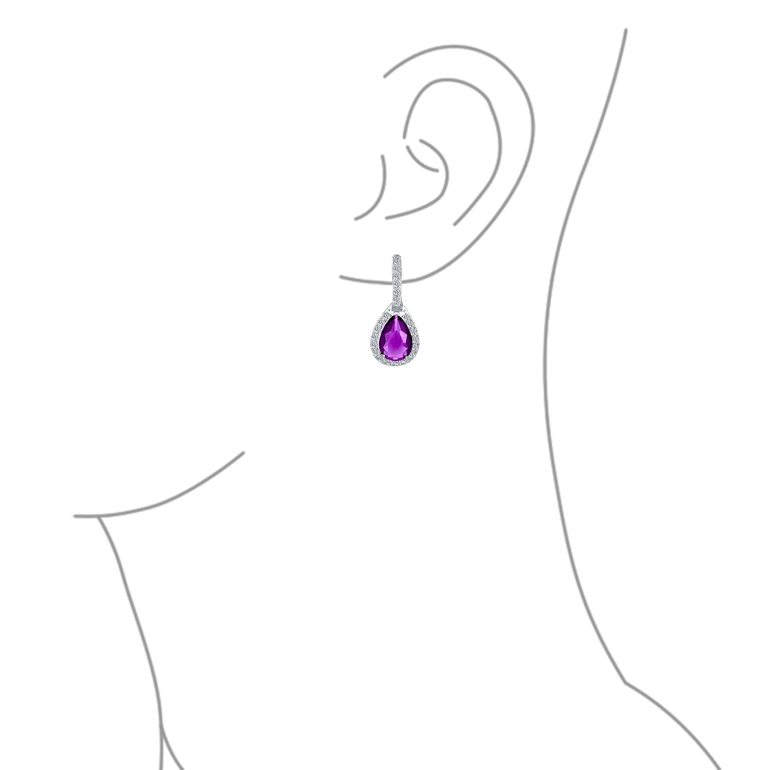 Classic 7CT Halo Red CZ Cubic Zirconia Drop Teardrop Clip On Earrings Adjustable Screw-back - Image 16