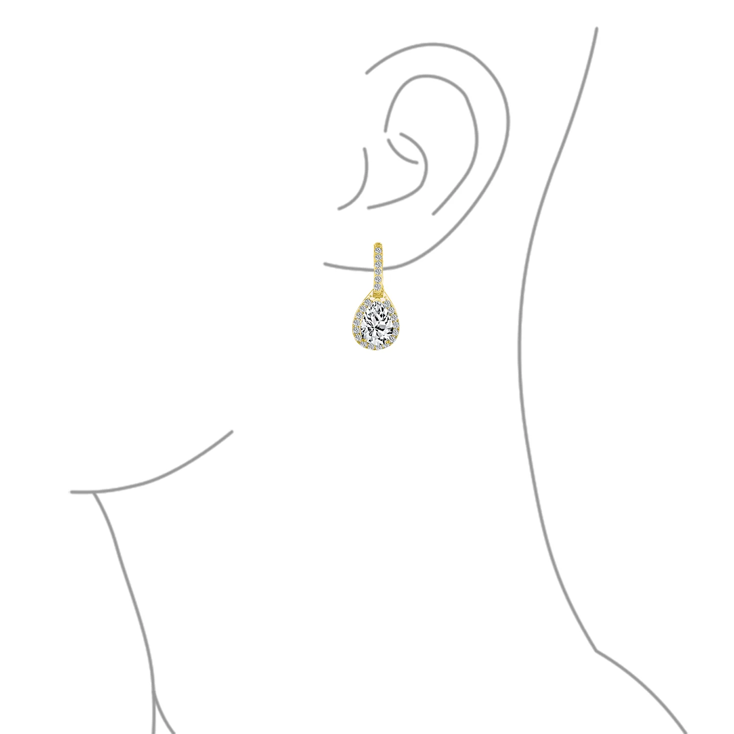 Classic 7CT Halo Red CZ Cubic Zirconia Drop Teardrop Clip On Earrings Adjustable Screw-back - Image 17