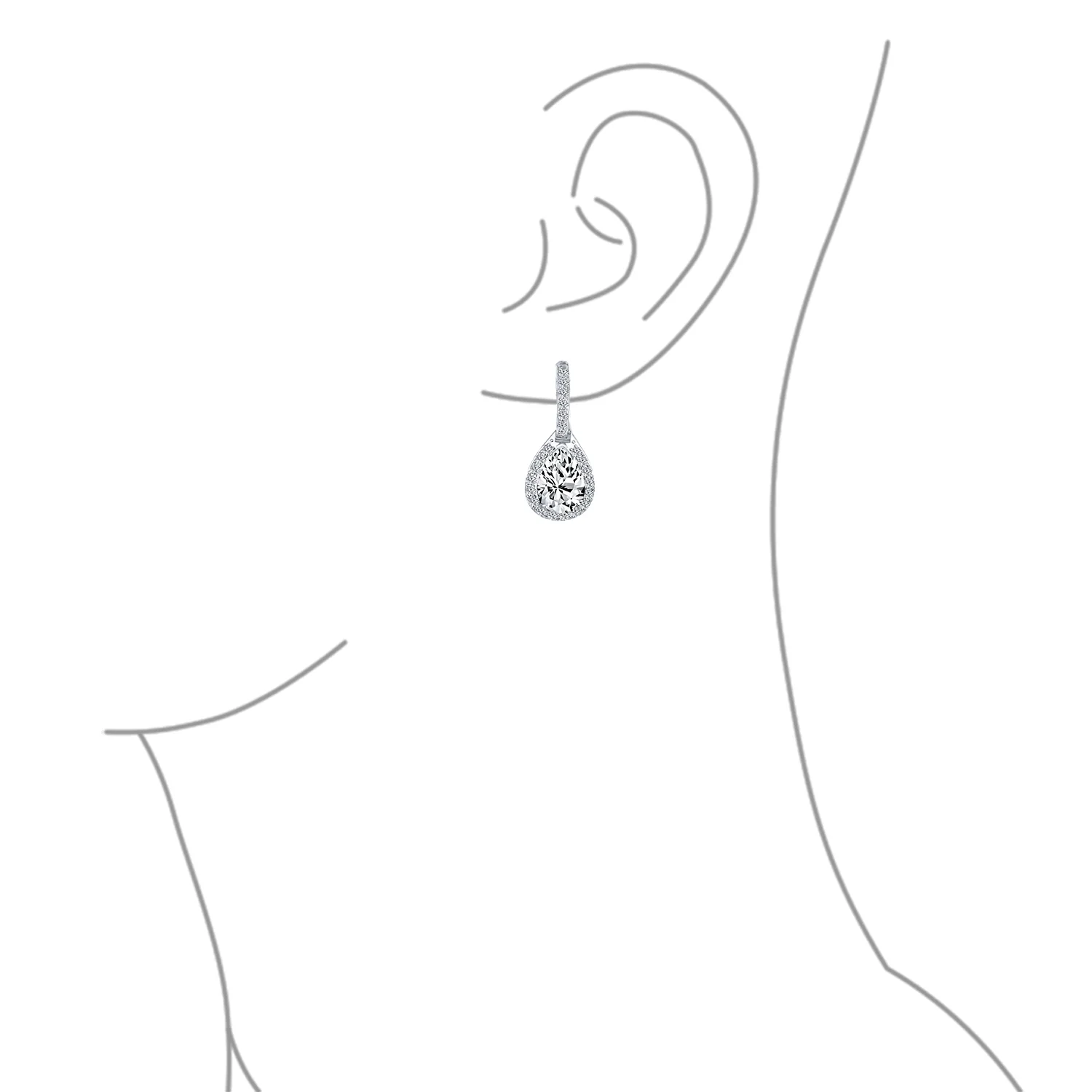 Classic 7CT Halo Red CZ Cubic Zirconia Drop Teardrop Clip On Earrings Adjustable Screw-back - Image 18