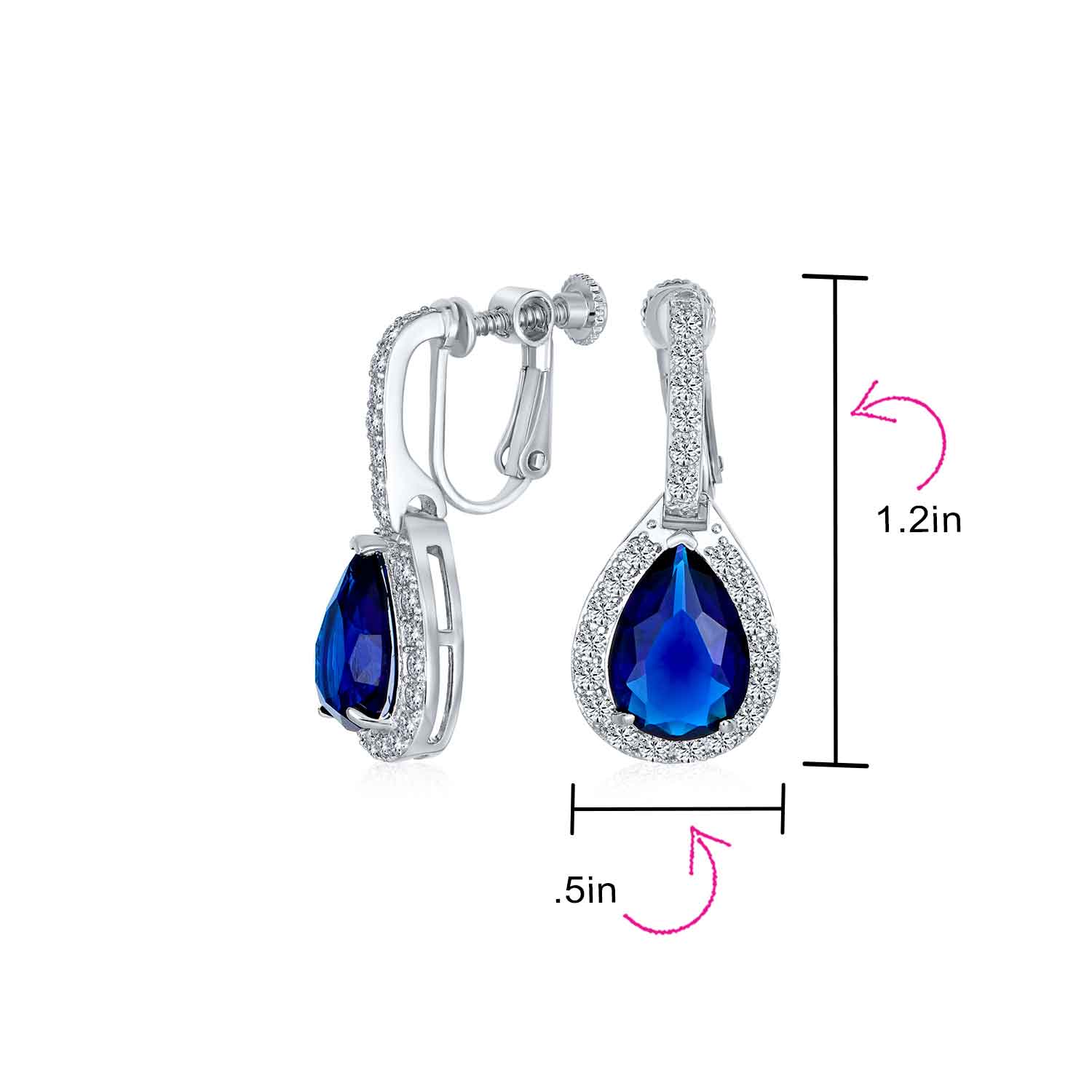 Classic 7CT Halo Red CZ Cubic Zirconia Drop Teardrop Clip On Earrings Adjustable Screw-back - Image 22