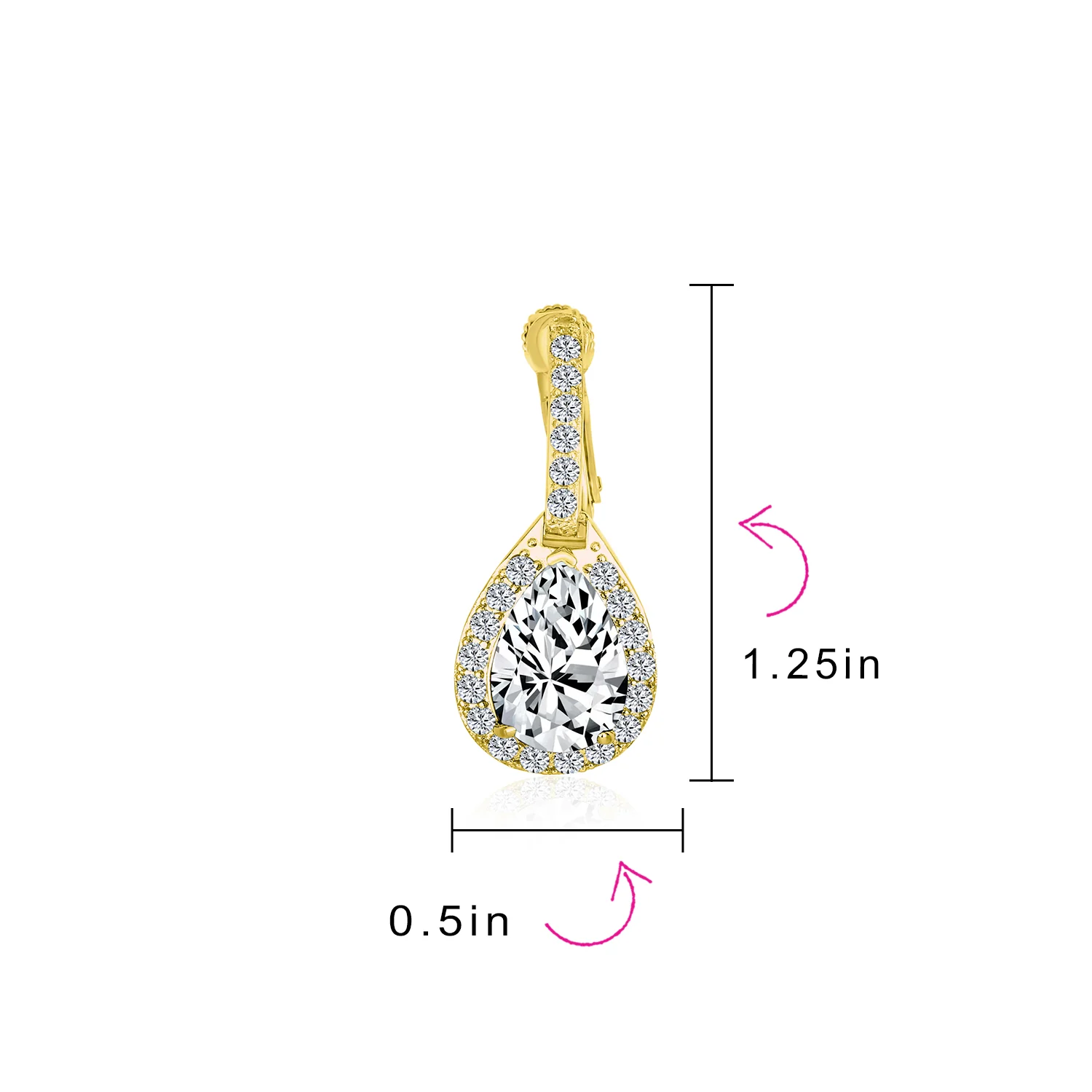 Classic 7CT Halo Red CZ Cubic Zirconia Drop Teardrop Clip On Earrings Adjustable Screw-back - Image 24