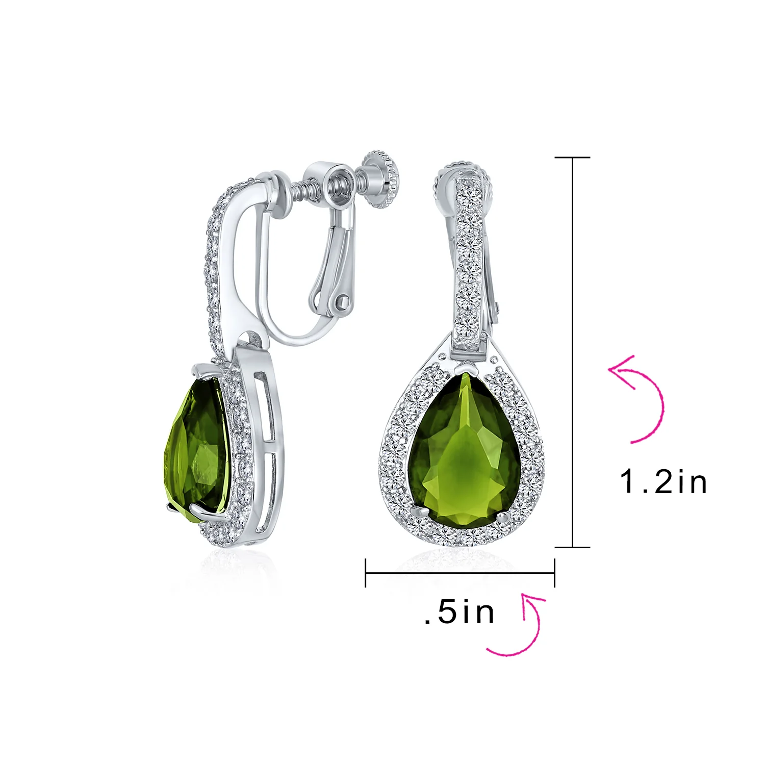 Classic 7CT Halo Red CZ Cubic Zirconia Drop Teardrop Clip On Earrings Adjustable Screw-back - Image 27