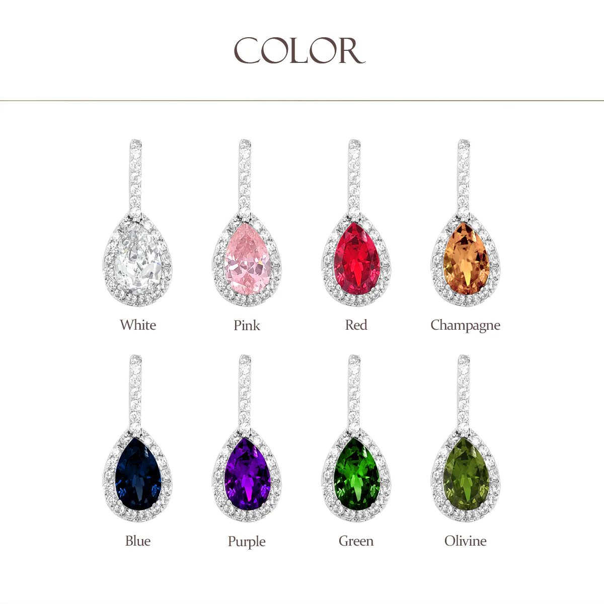 Classic 7CT Halo Red CZ Cubic Zirconia Drop Teardrop Clip On Earrings Adjustable Screw-back - Image 36