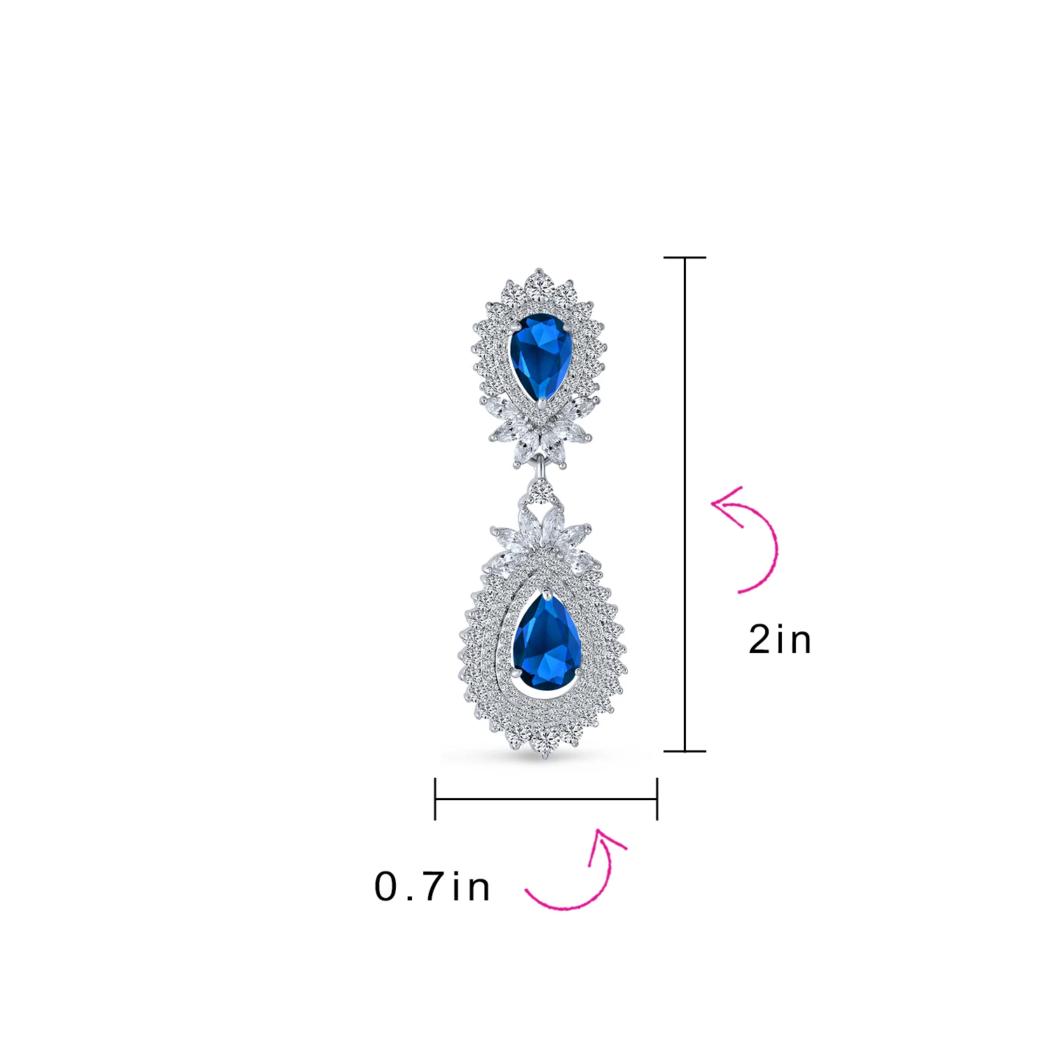 Bridal Teardrop Halo Cubic Zirconia Clip-On Earrings Silver - Image 4