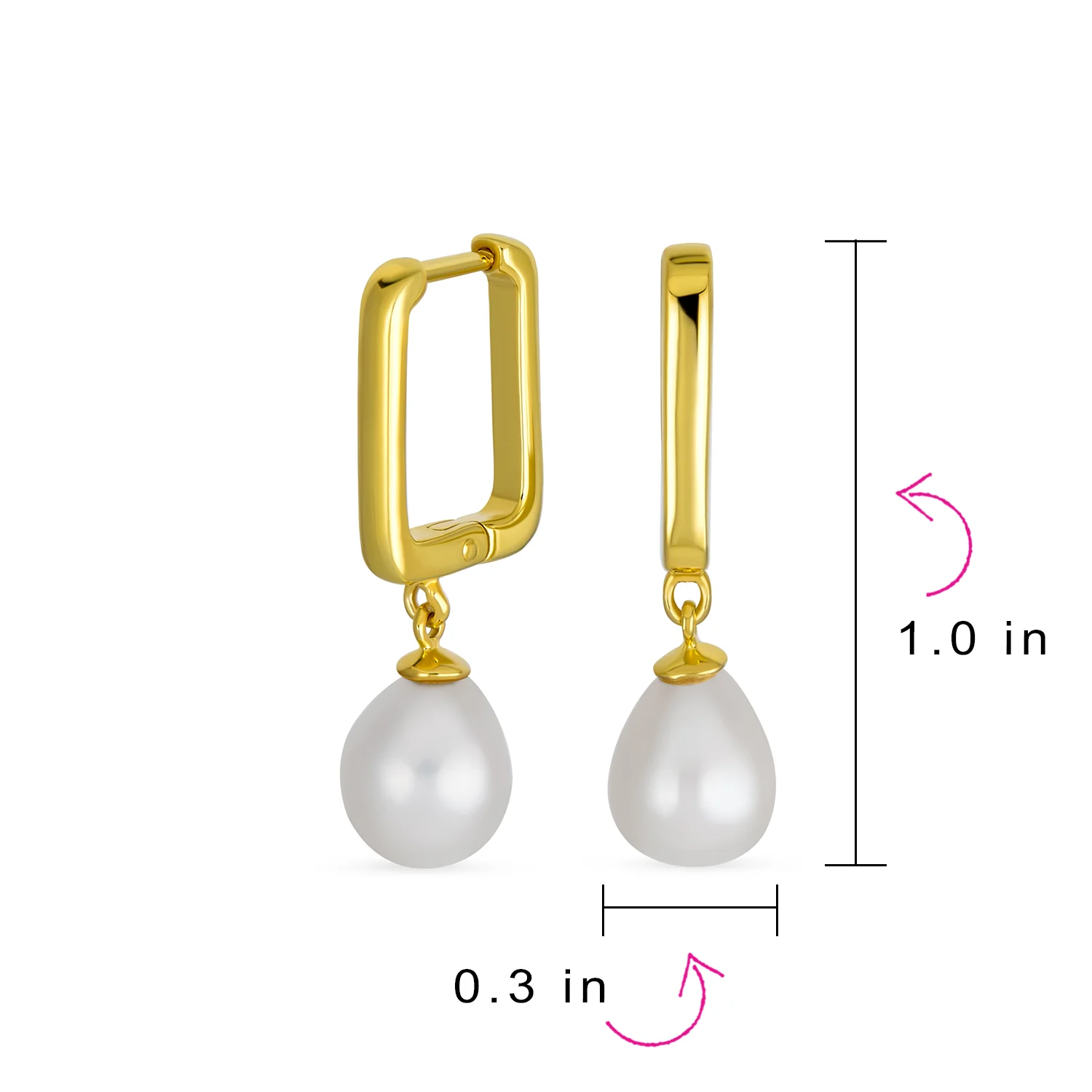 Bridal Baroque Pearl Bracelet & Teardrop Pearl Huggie Earrings Set Gold Plated - Image 6
