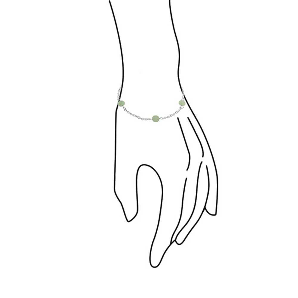 Delicate Green Jade Bead Ball Tin Cup Bracelet .925 Sterling Silver 7.5 Inch - Image 9