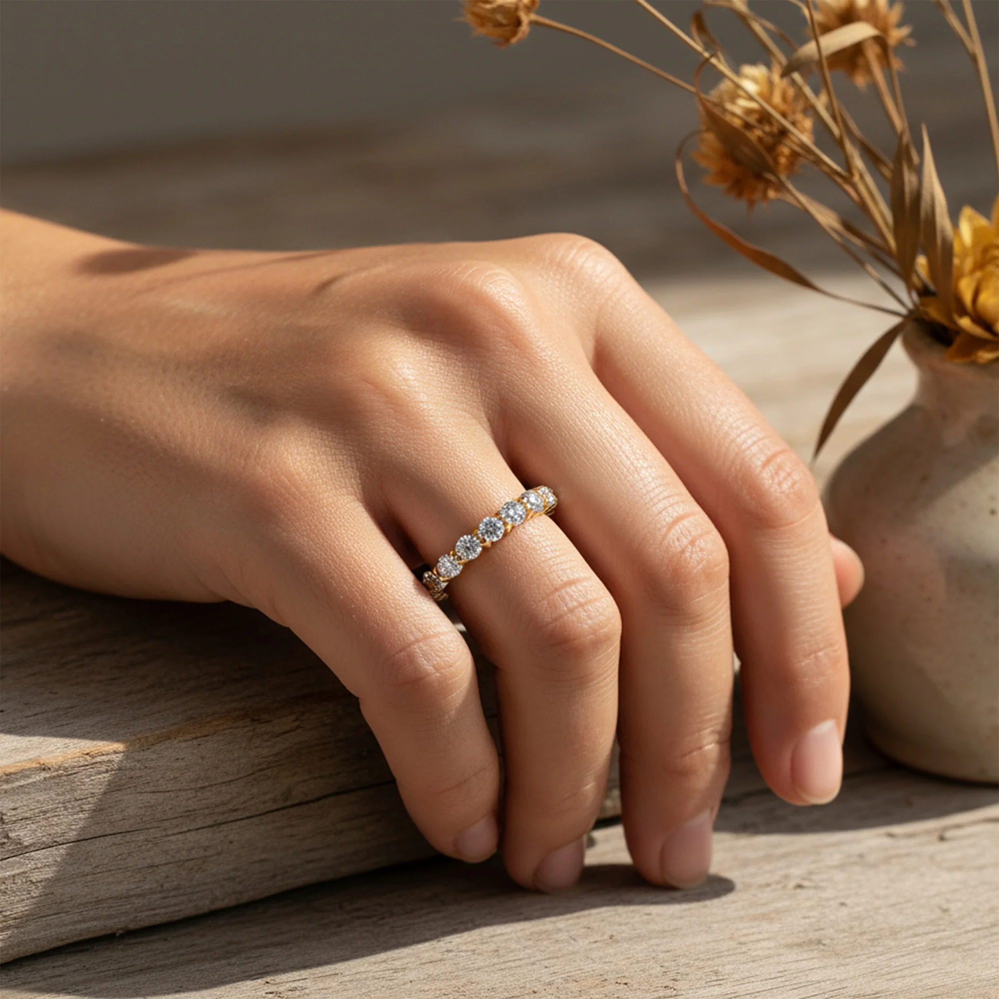 Bridal Cocktail Statement Ring CZ Eternity Wedding Band - Image 15