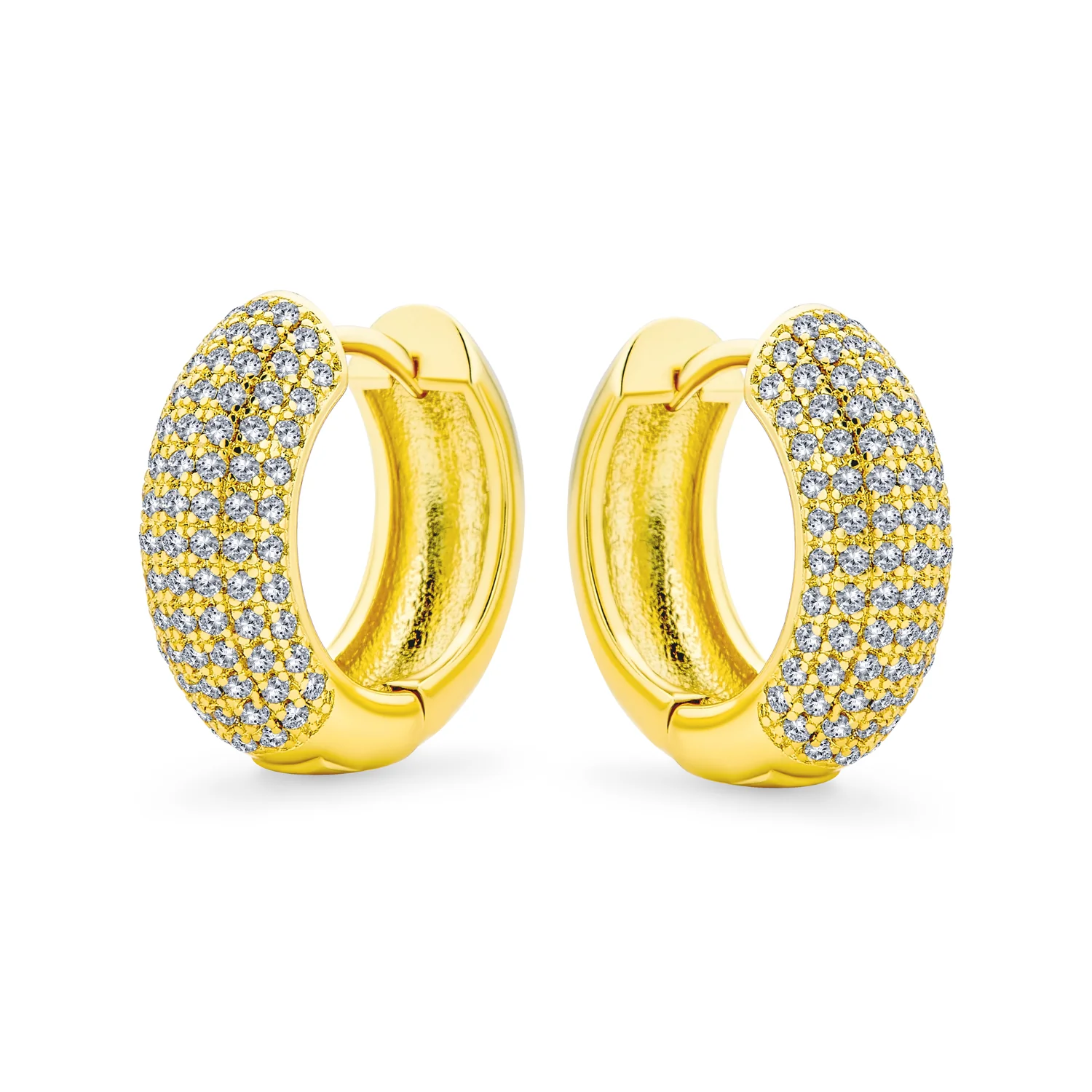 Bridal CZ Micro Pave Slender Huggie Hoop Earrings - Image 3