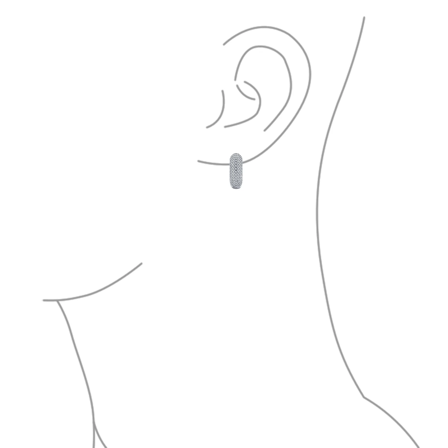 Bridal CZ Micro Pave Slender Huggie Hoop Earrings - Image 8